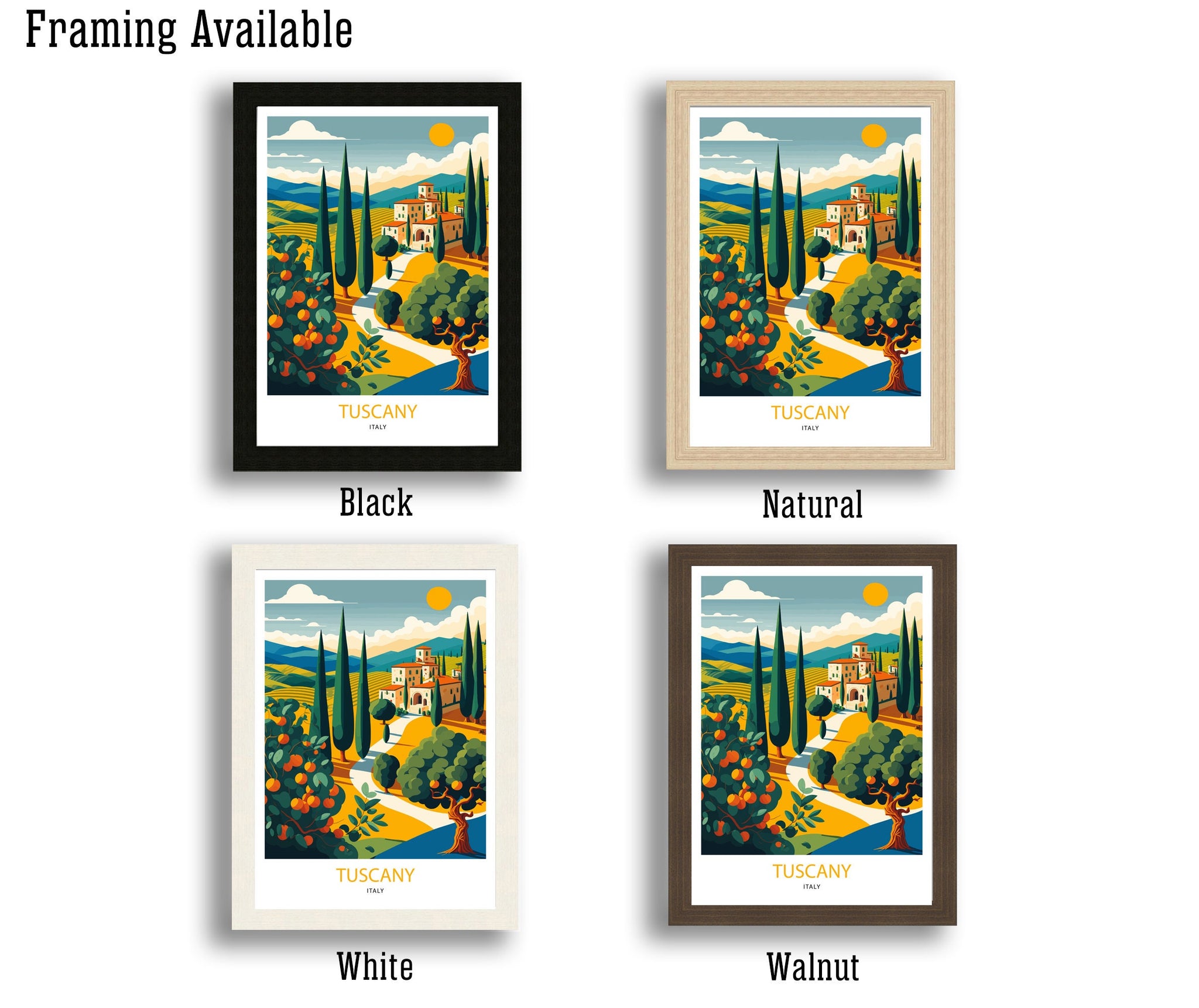 Tuscany Landscape Art Print | Italian Travel Poster