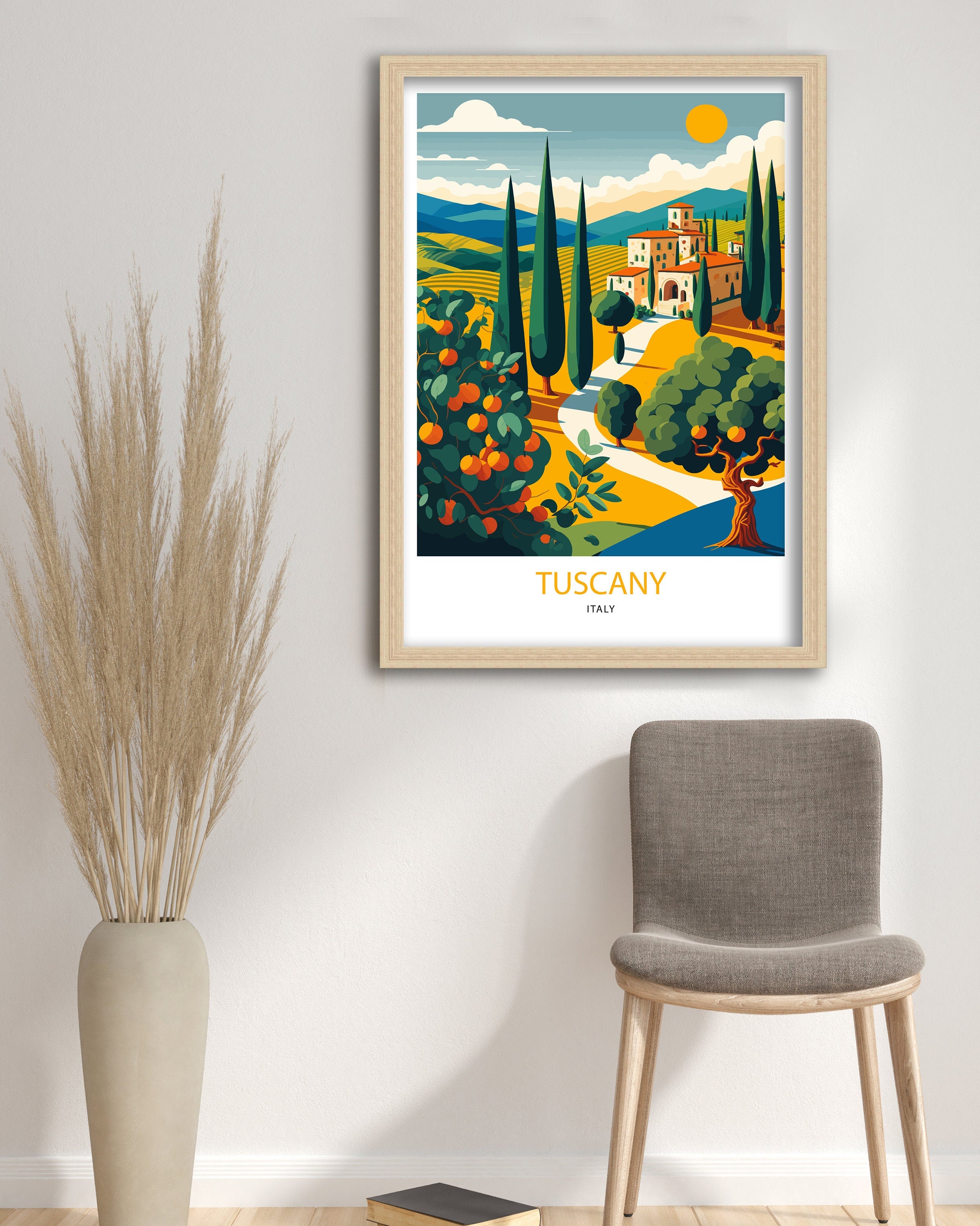 Tuscany Landscape Art Print | Italian Travel Poster