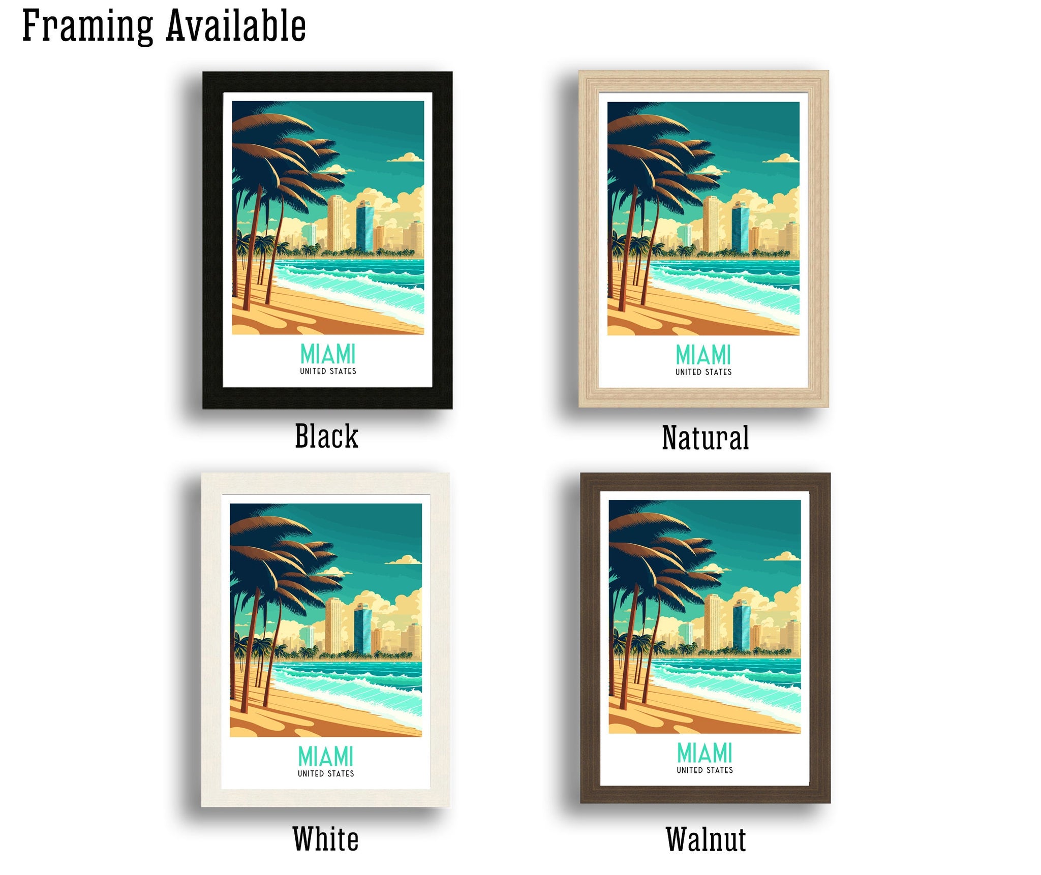 Miami Travel Poster | South Beach Art Deco Print