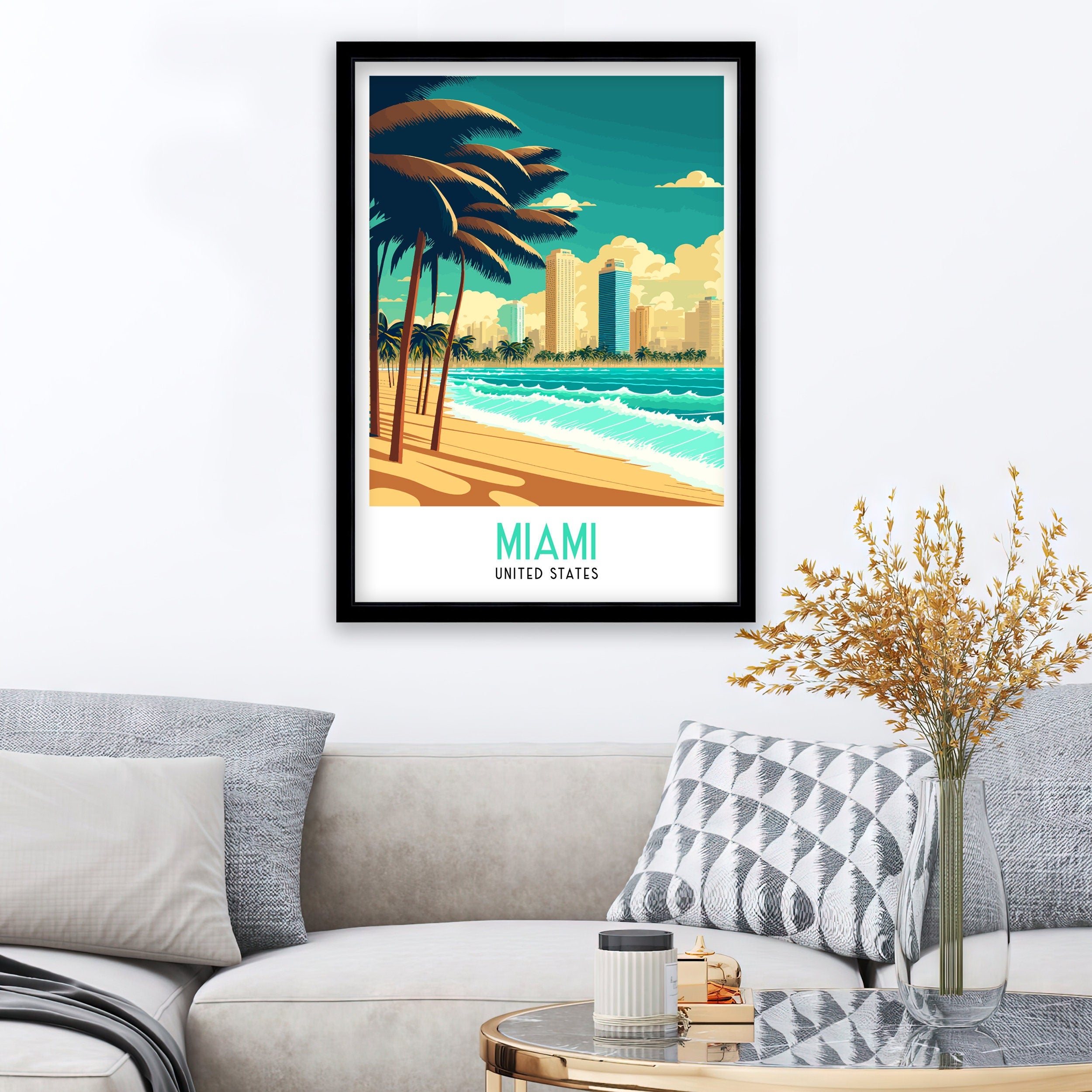 Miami Travel Poster | South Beach Art Deco Print