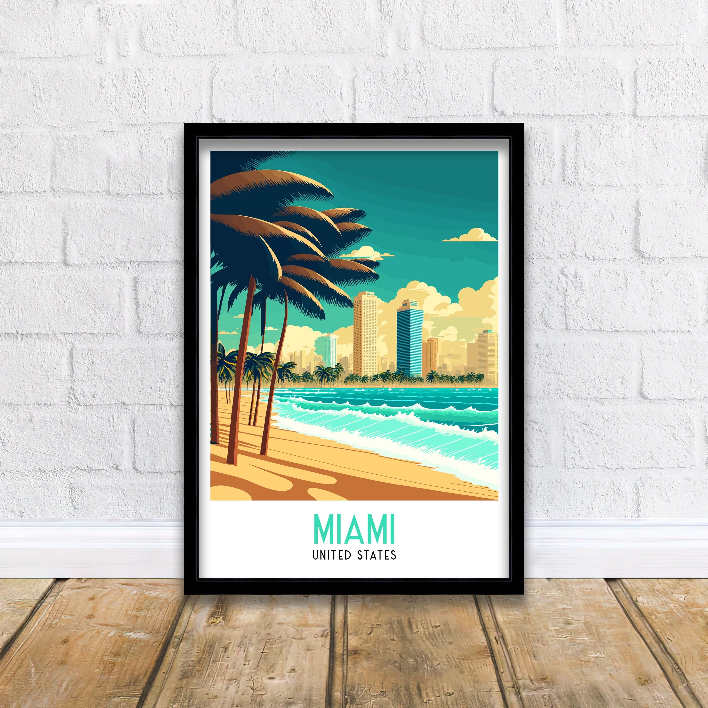 Miami Travel Poster | South Beach Art Deco Print