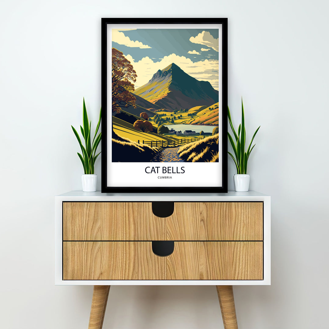 Cat Bells Lake District Art Poster