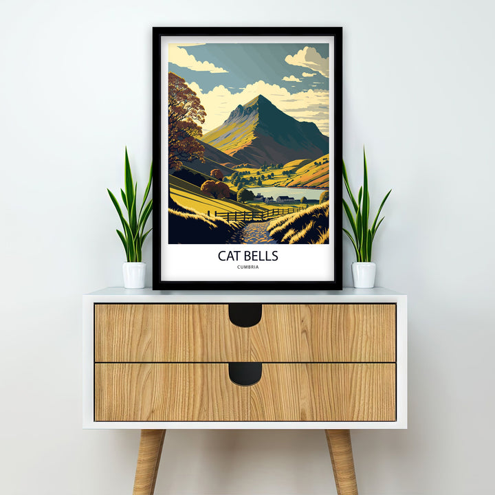 Cat Bells Lake District Art Poster
