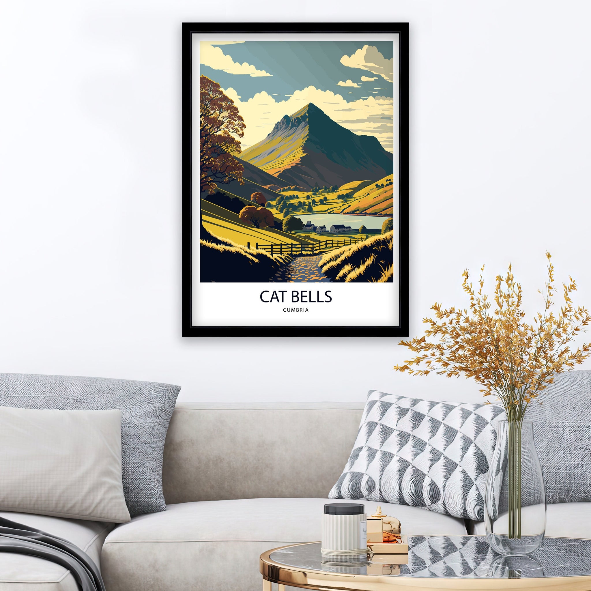 Cat Bells Lake District Art Poster