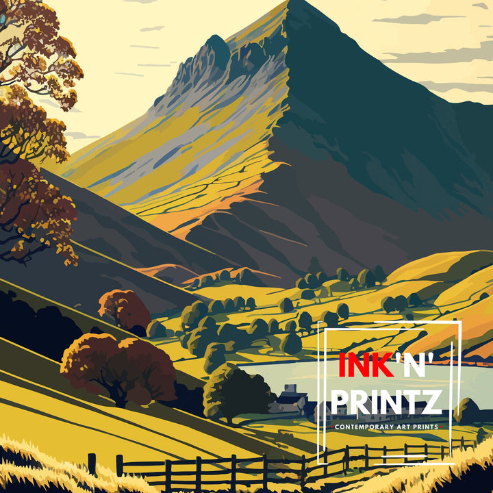 Cat Bells Lake District Art Poster