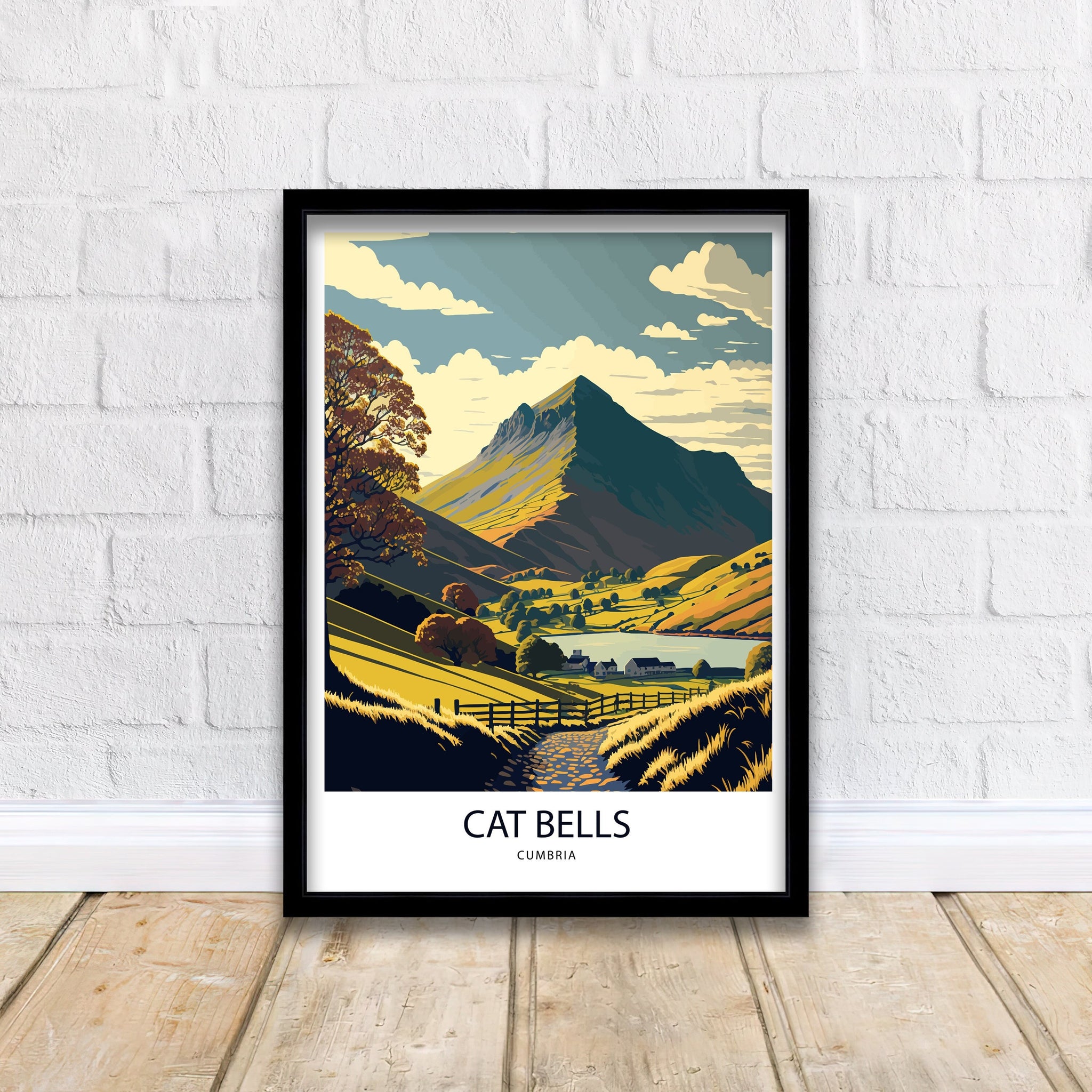 Cat Bells Lake District Art Poster