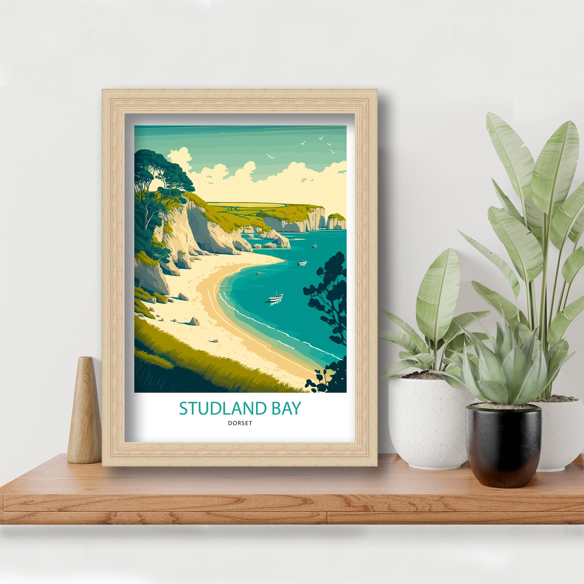 Studland Bay Art Print | Dorset Coast Travel Poster