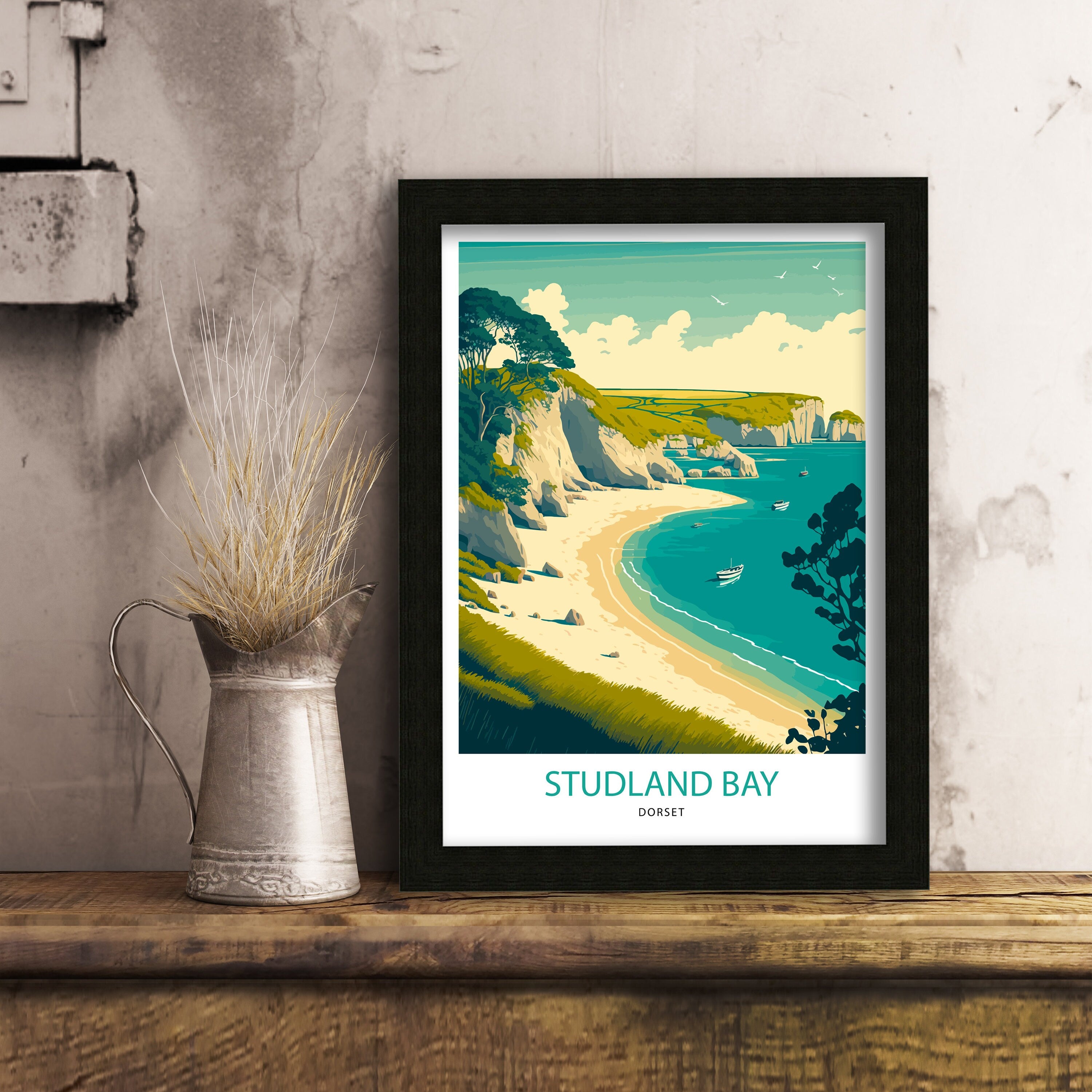 Studland Bay Art Print | Dorset Coast Travel Poster