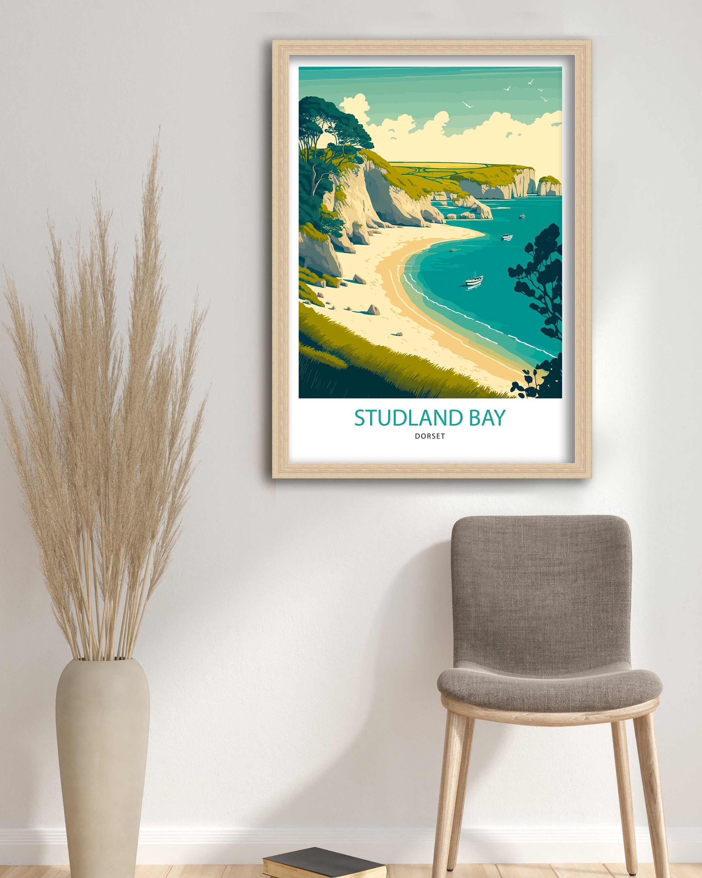Studland Bay Art Print | Dorset Coast Travel Poster