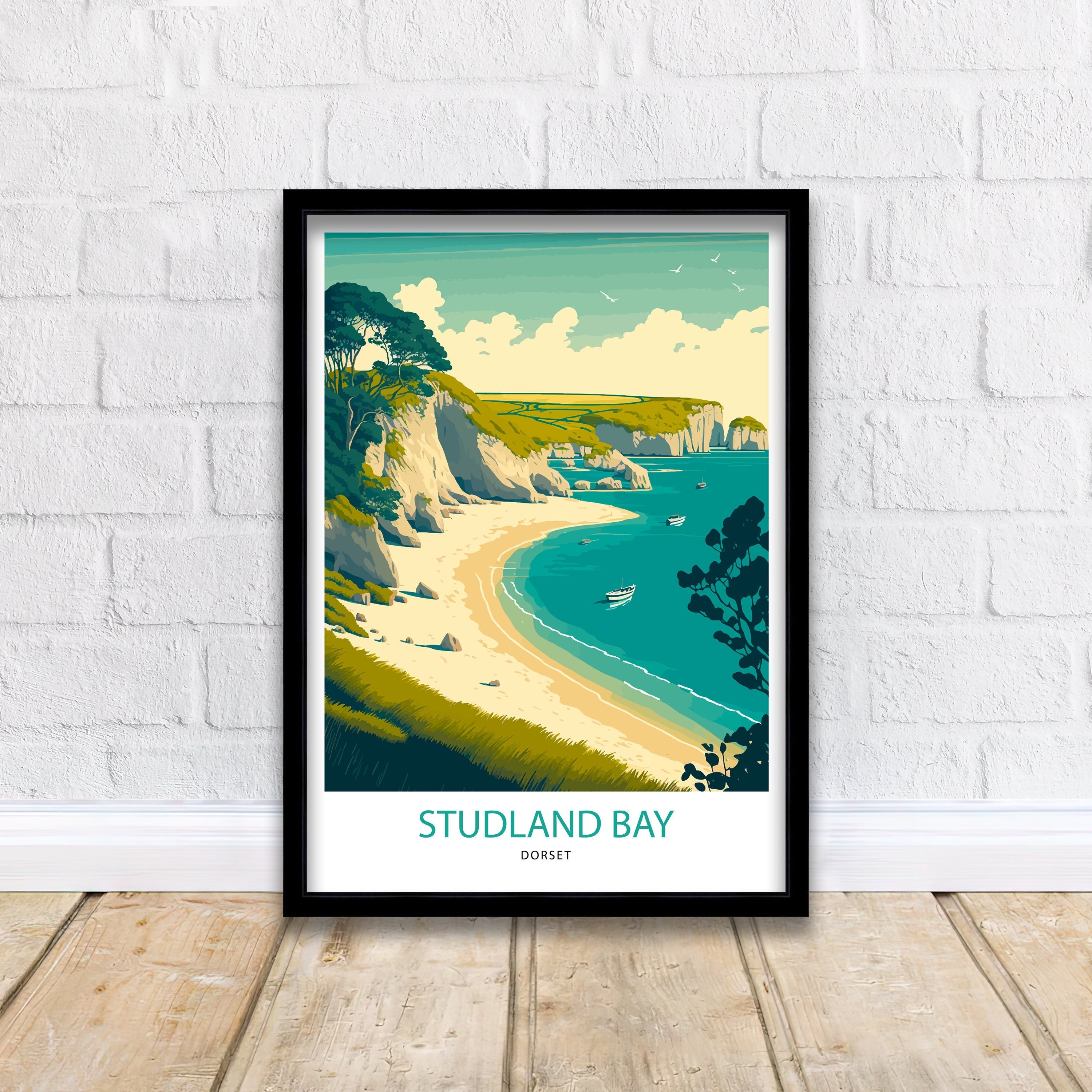 Studland Bay Art Print | Dorset Coast Travel Poster