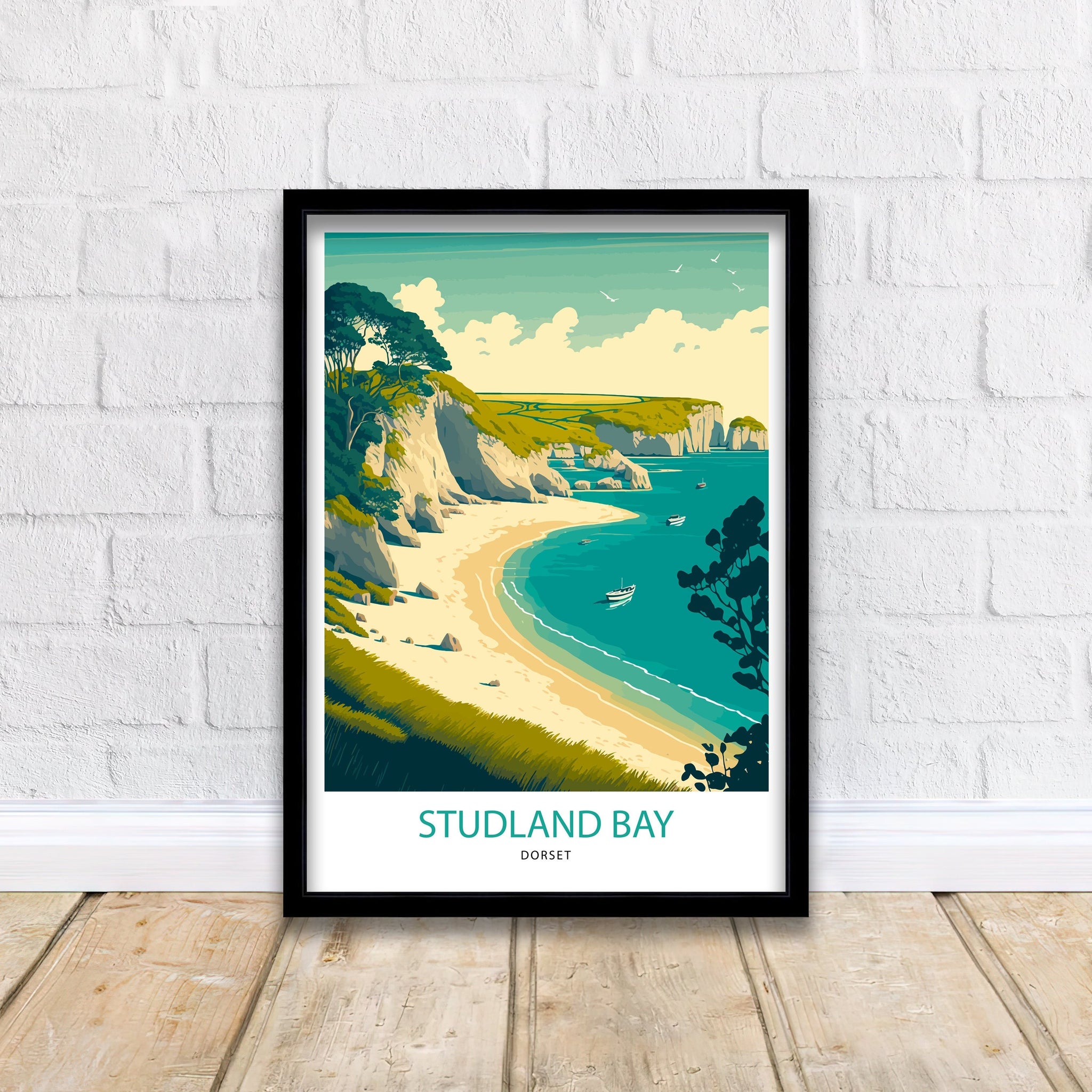 Studland Bay Art Print | Dorset Coast Travel Poster