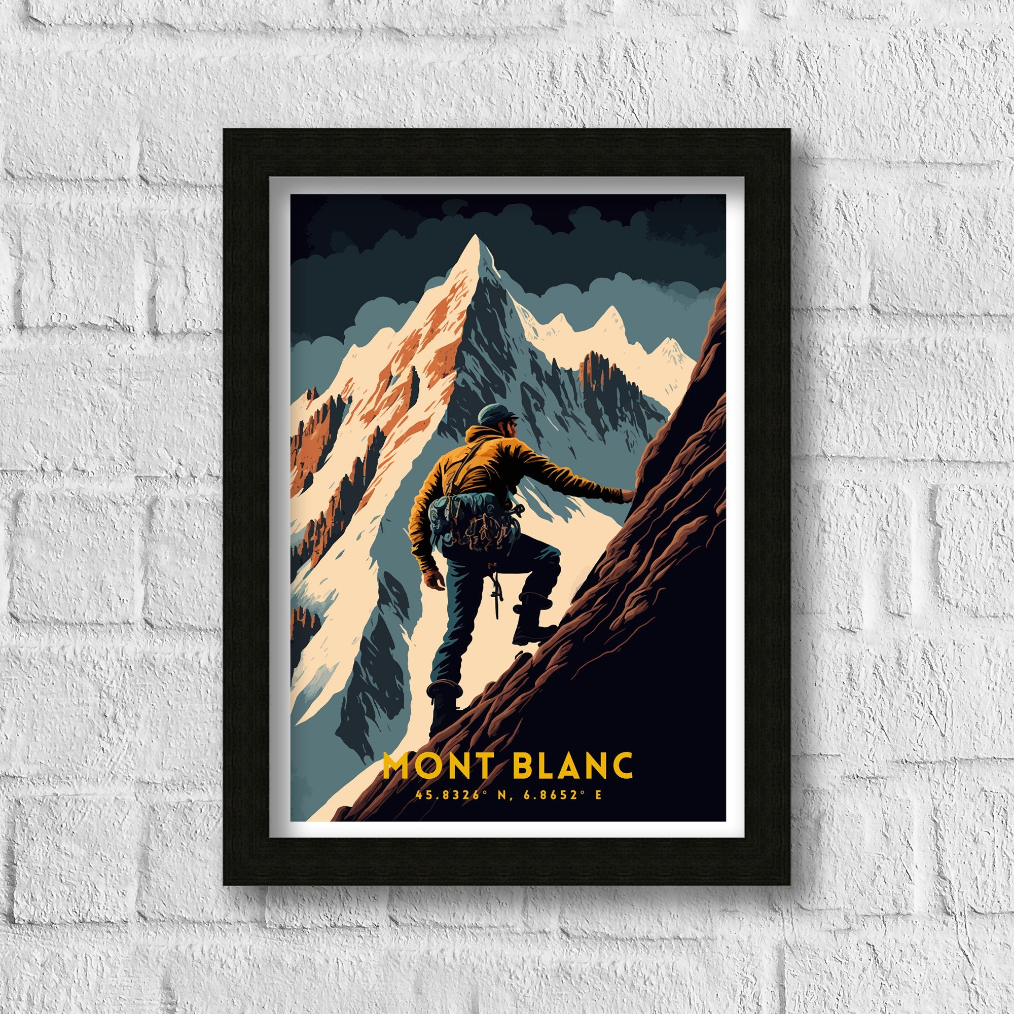 Mont Blanc Climbing Art Print | Vintage Travel Poster