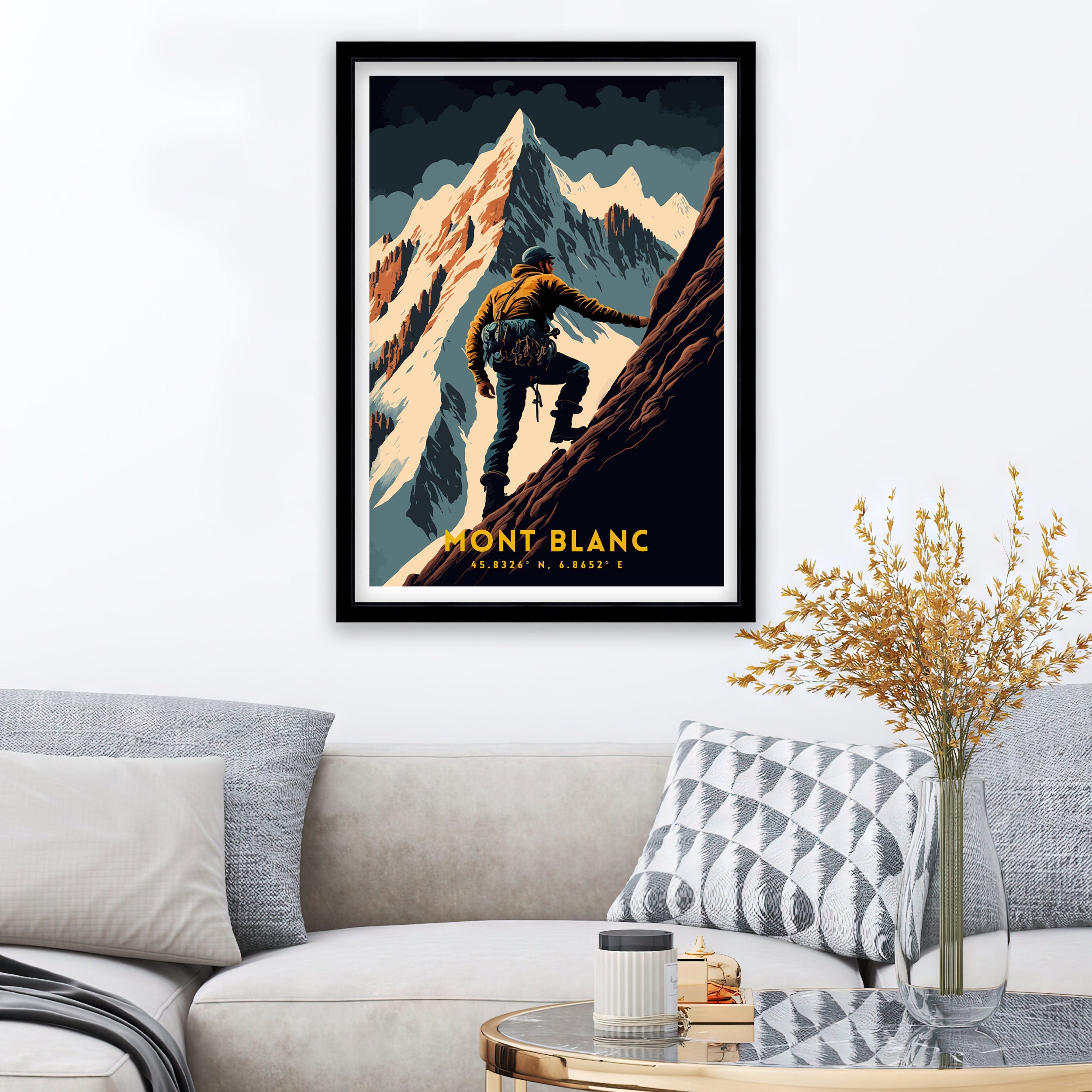 Mont Blanc Climbing Art Print | Vintage Travel Poster
