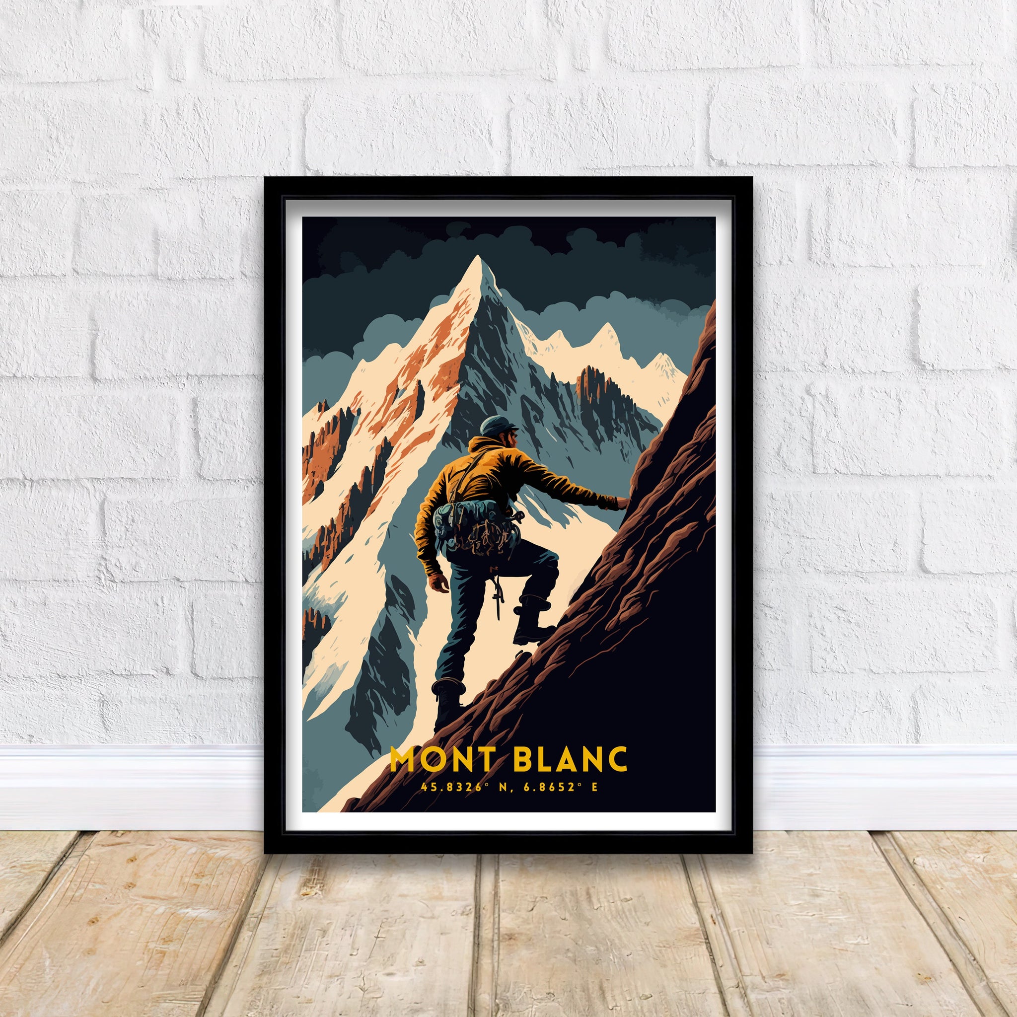 Mont Blanc Climbing Art Print | Vintage Travel Poster