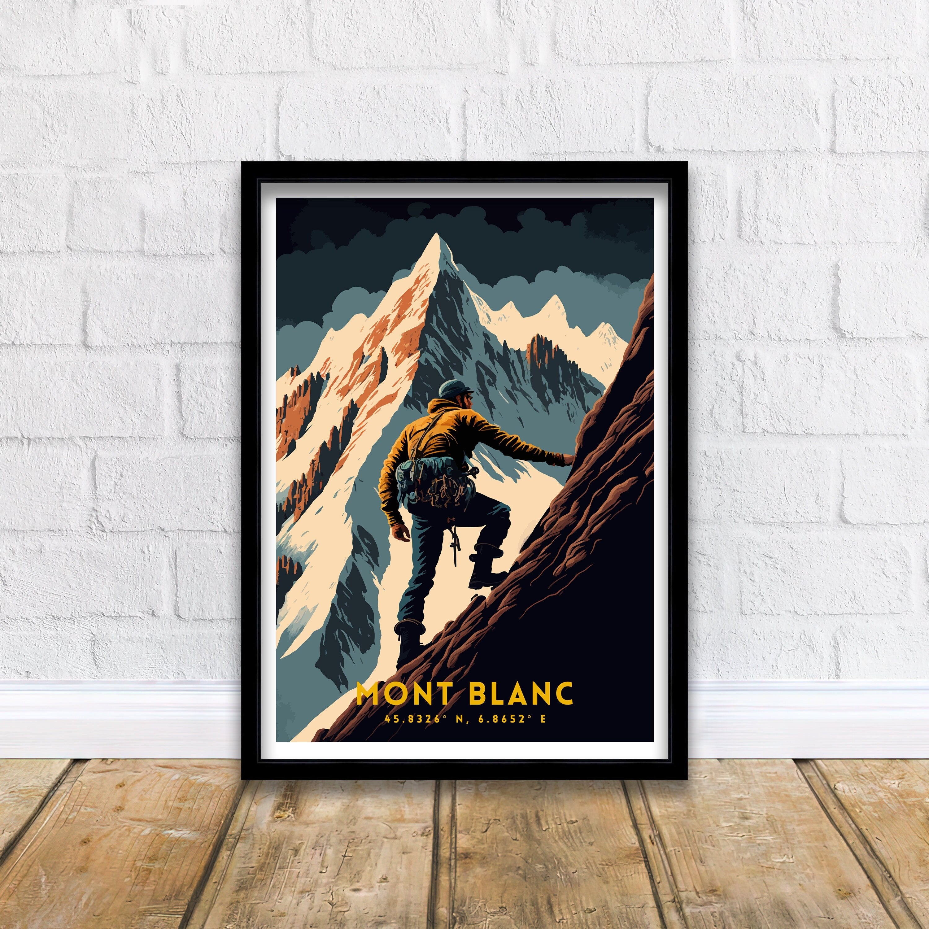 Mont Blanc Climbing Art Print | Vintage Travel Poster