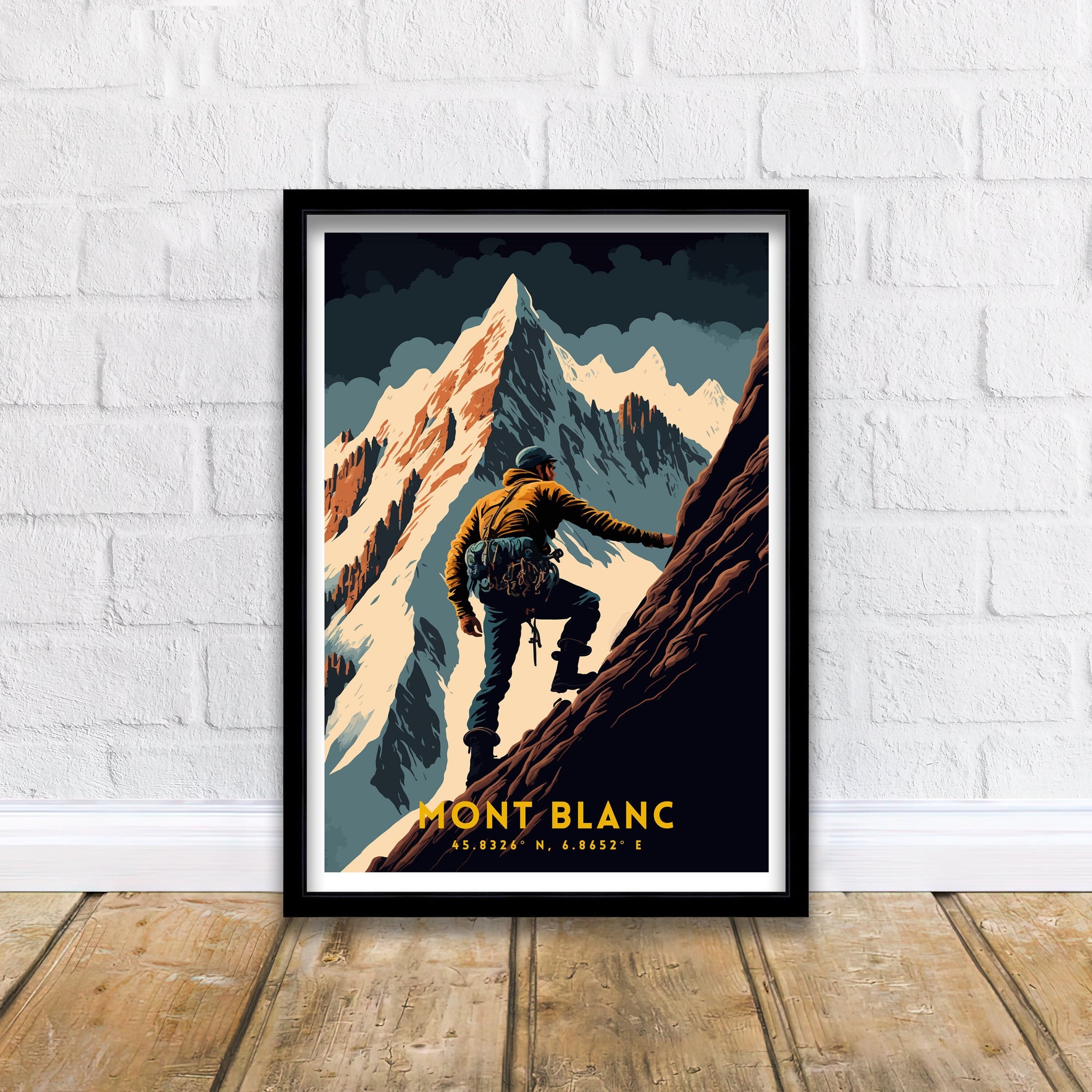Mont Blanc Climbing Art Print | Vintage Travel Poster