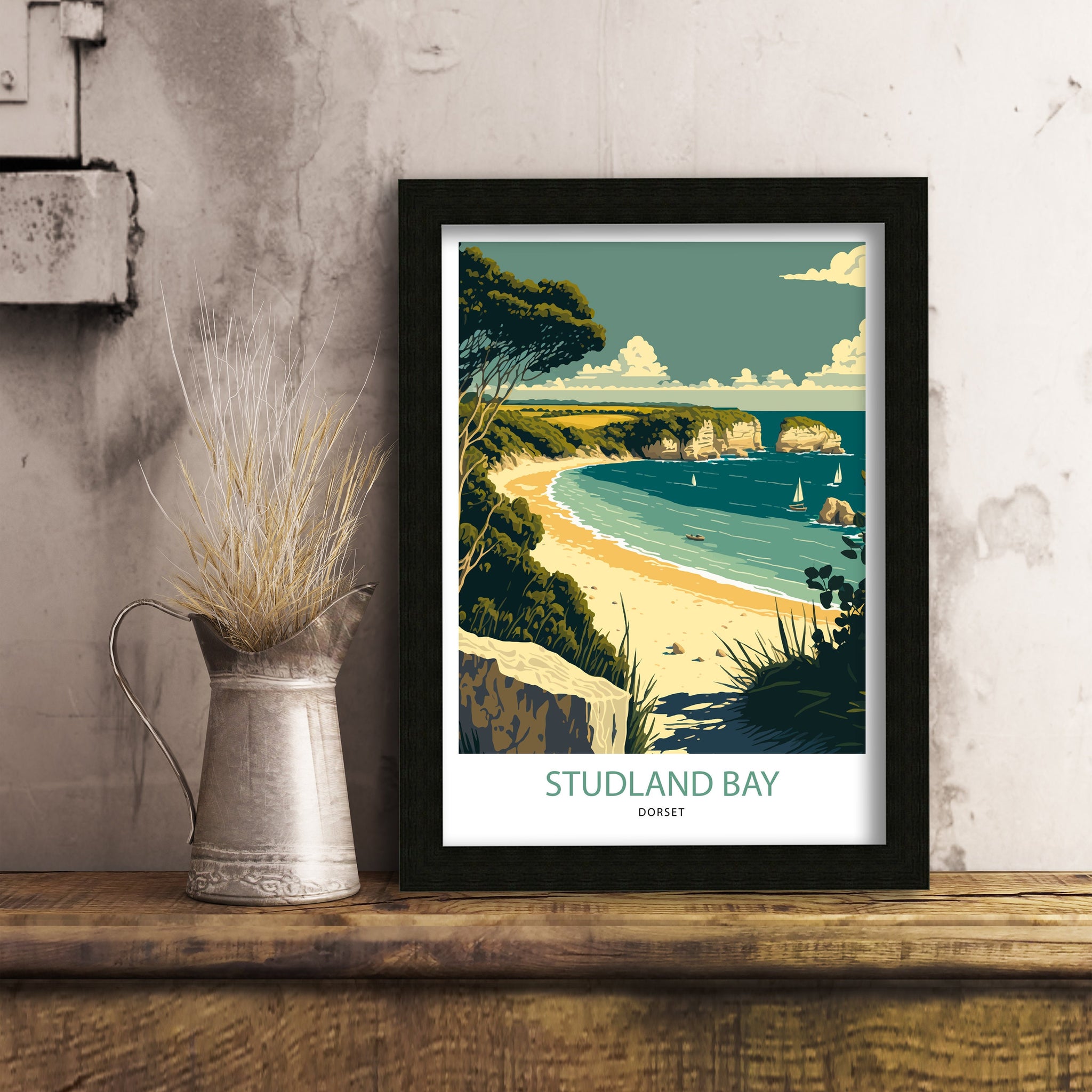 Studland Bay Art Print | Dorset Coast Travel Poster