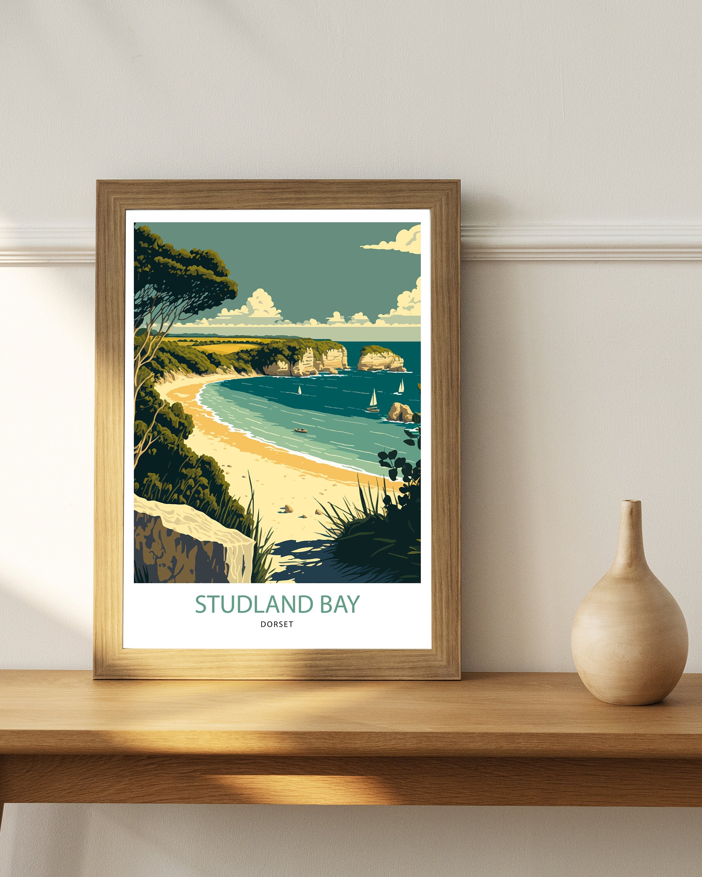 Studland Bay Art Print | Dorset Coast Travel Poster