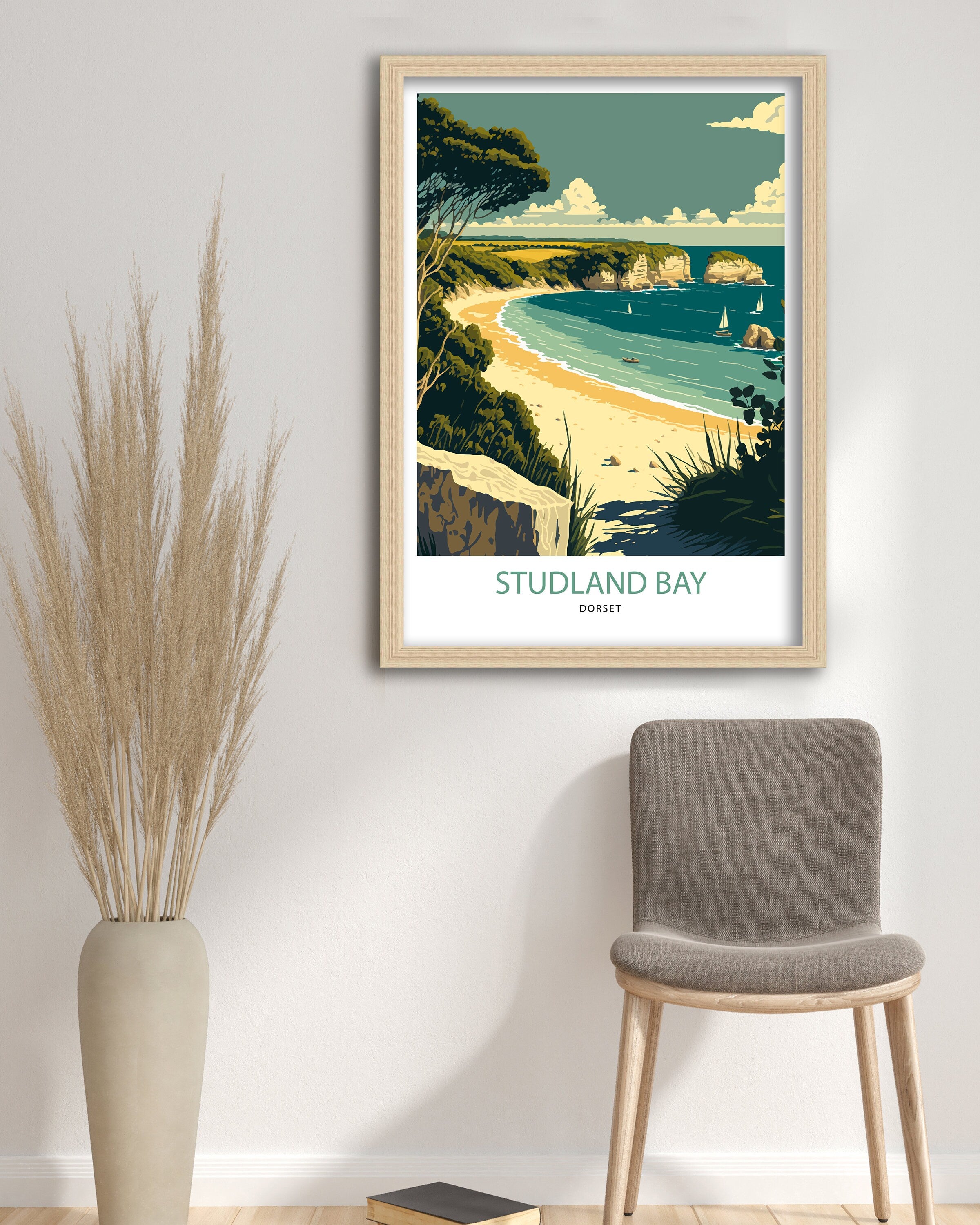 Studland Bay Art Print | Dorset Coast Travel Poster