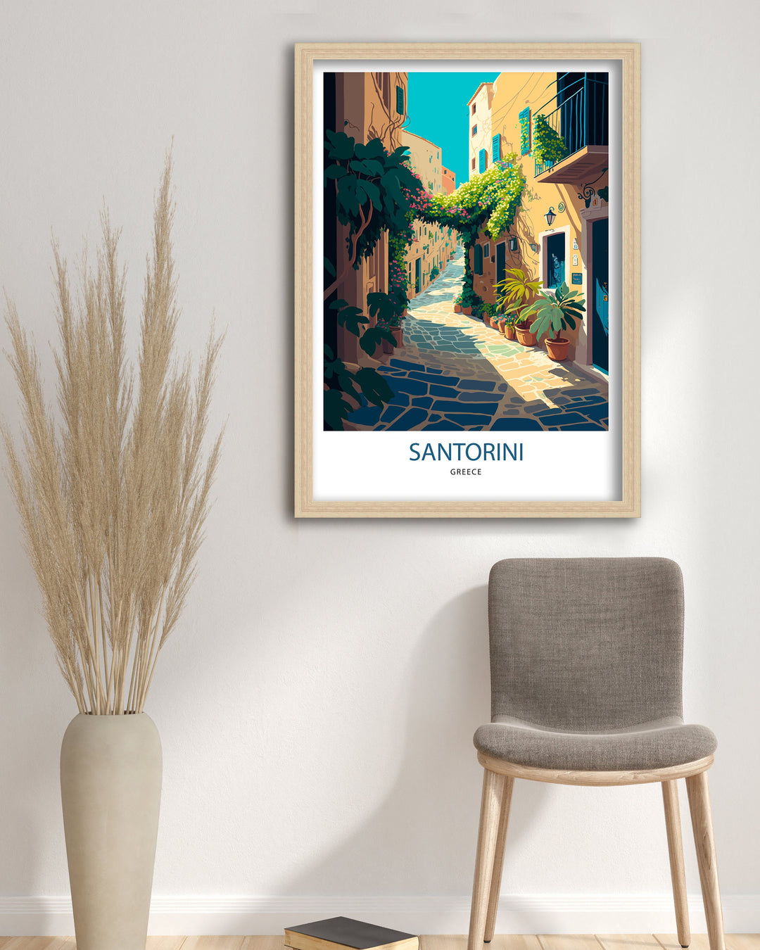 Santorini Greece Travel Poster, Art Poster , Wall Art, Art Poster, Santorini traditional travel poster - Greece, Santorini poster