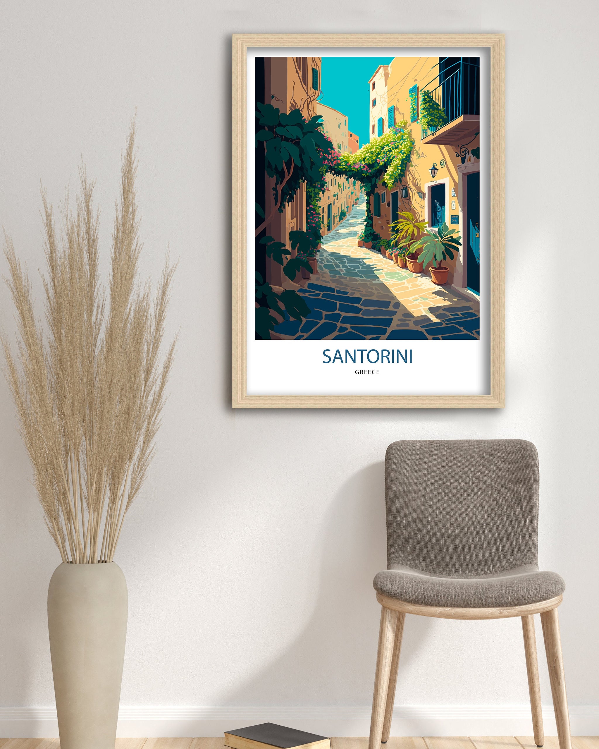Santorini Greece Art Print, Mediterranean Travel Poster