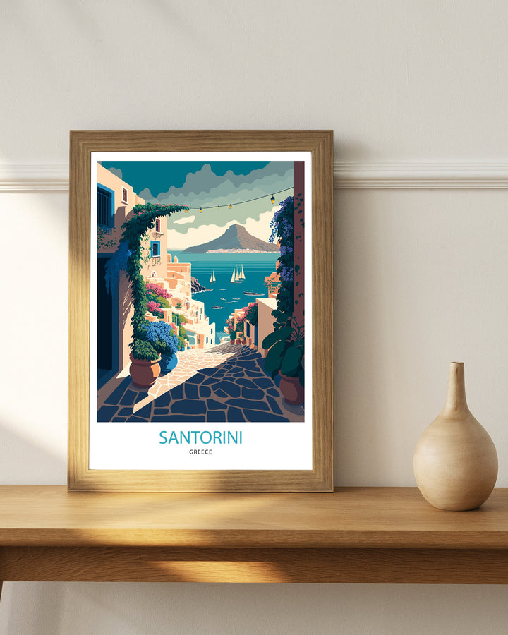 Santorini Greece Travel Poster, Art Poster , Wall Art, Art Poster, Santorini traditional travel poster - Greece, Santorini poster