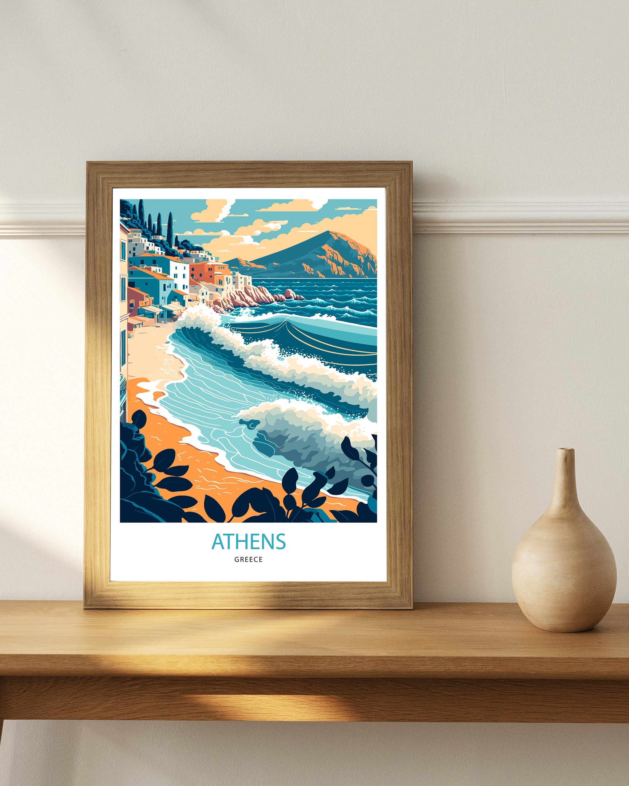 Athens Greece Travel Poster | Beach, Coastal Art Print