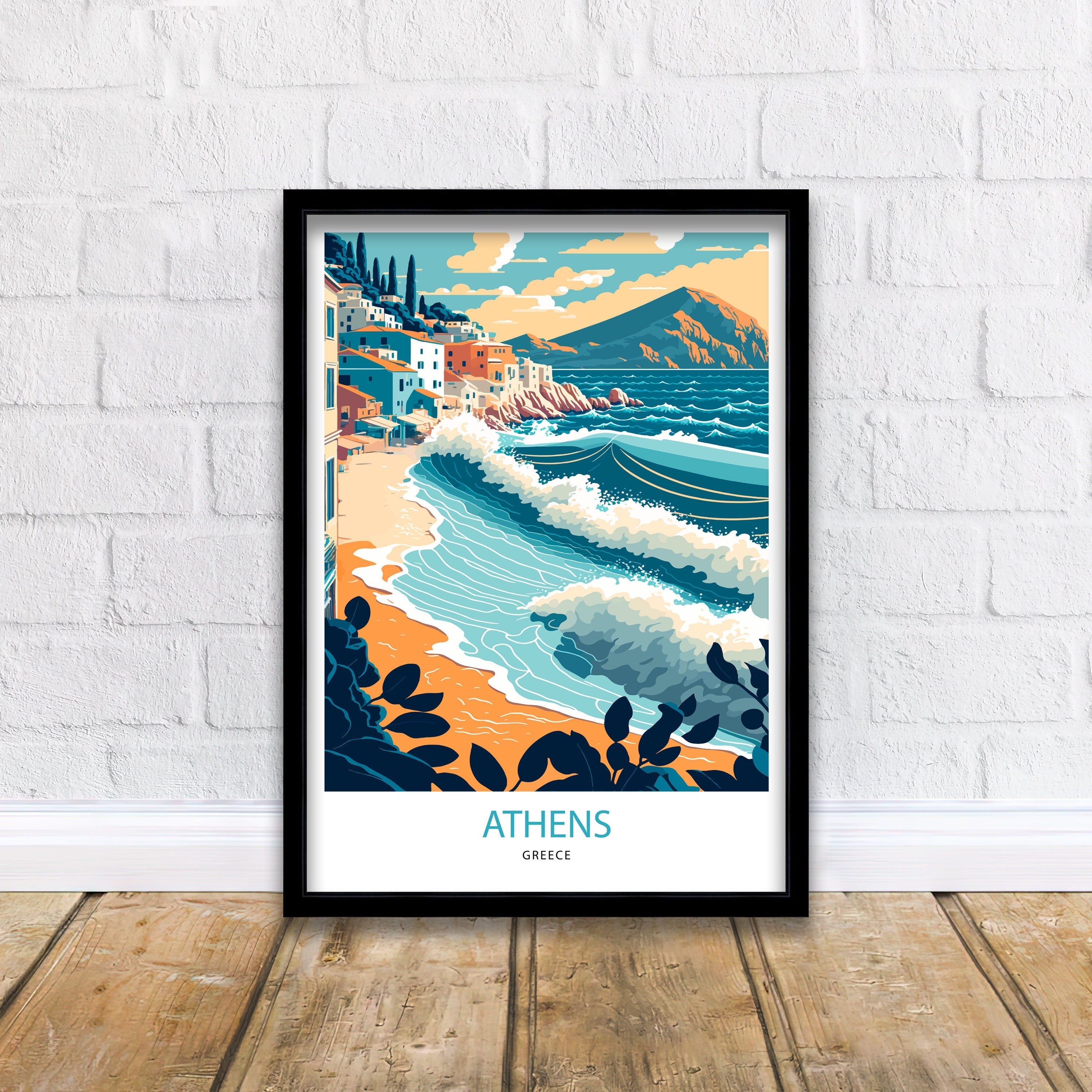 Athens Greece Travel Poster | Beach, Coastal Art Print