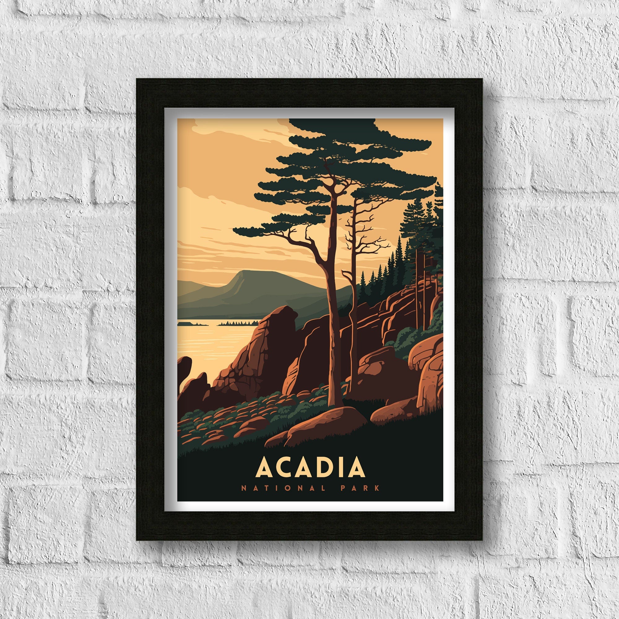 Acadia National Park Poster | Retro Travel Print