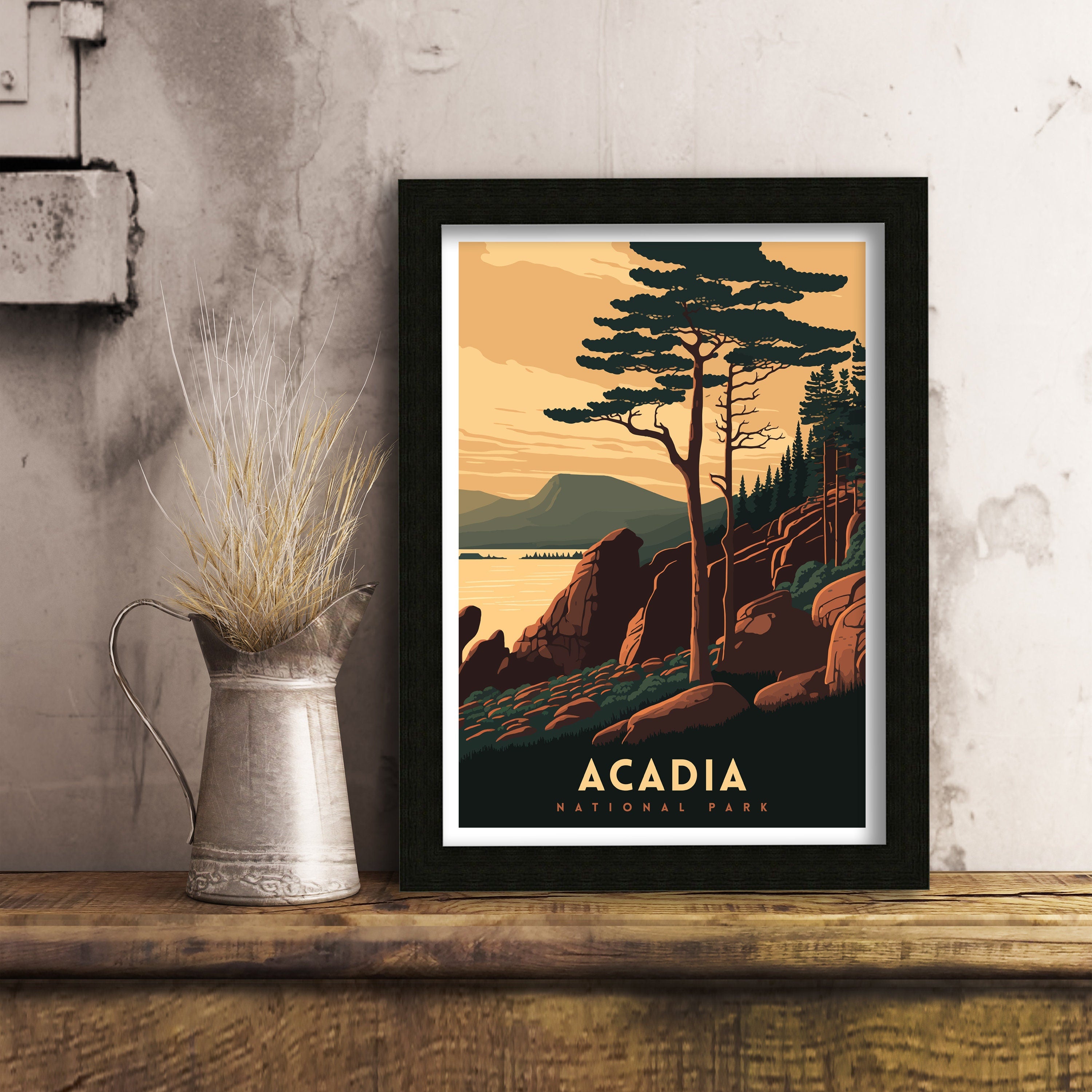 Acadia National Park Poster | Retro Travel Print