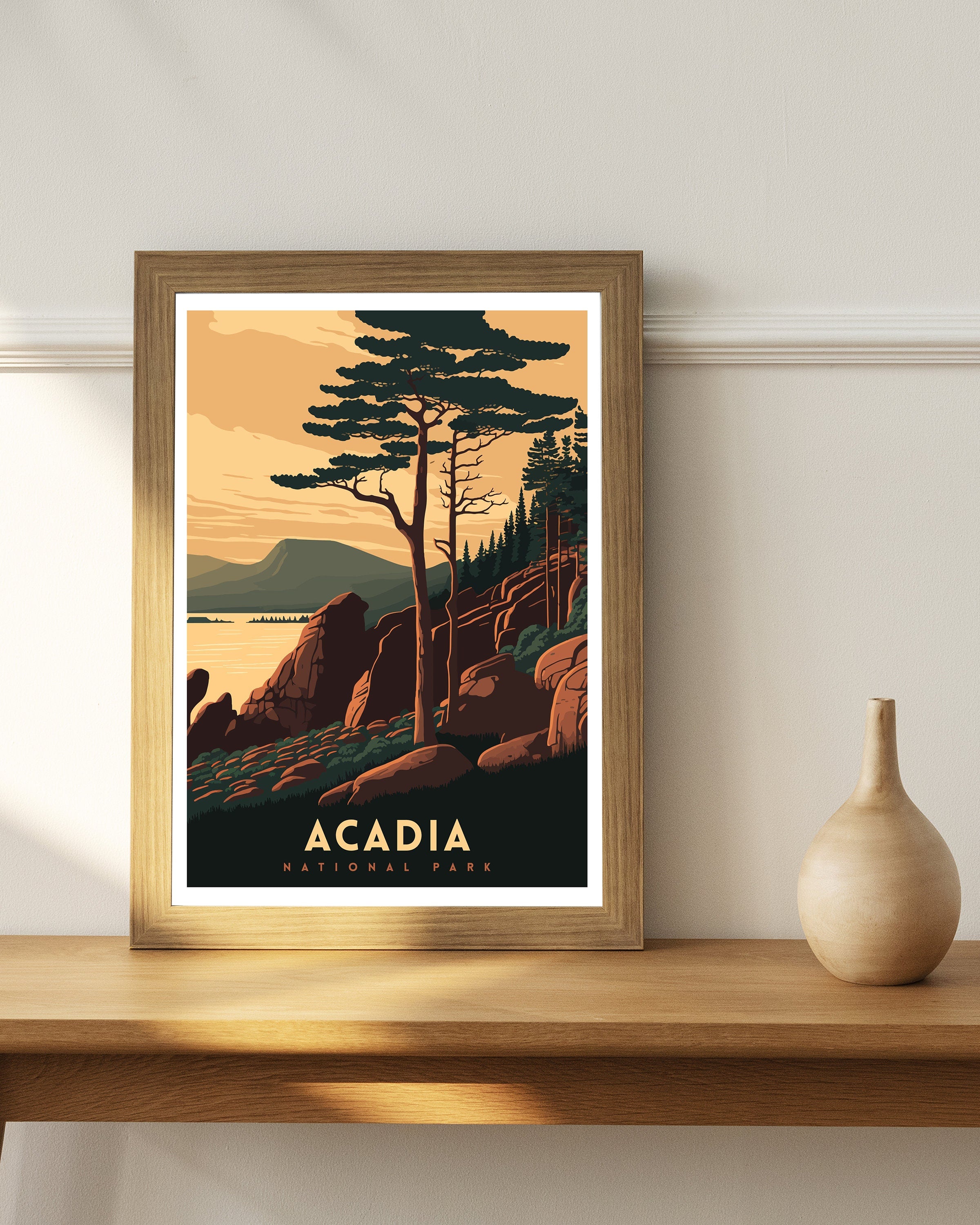 Acadia National Park Poster | Retro Travel Print