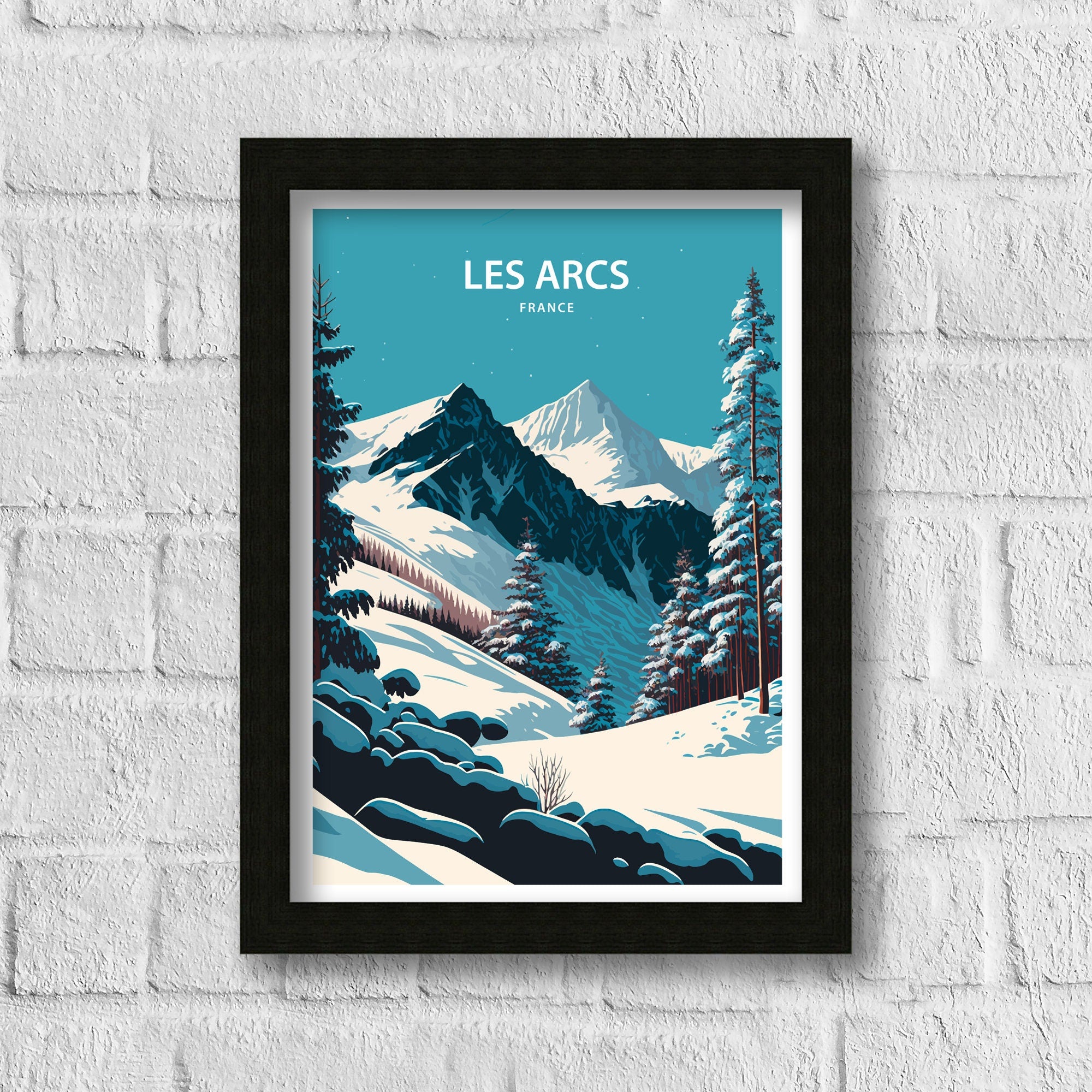 Les Arcs Ski Poster, France Alps Mountain Print