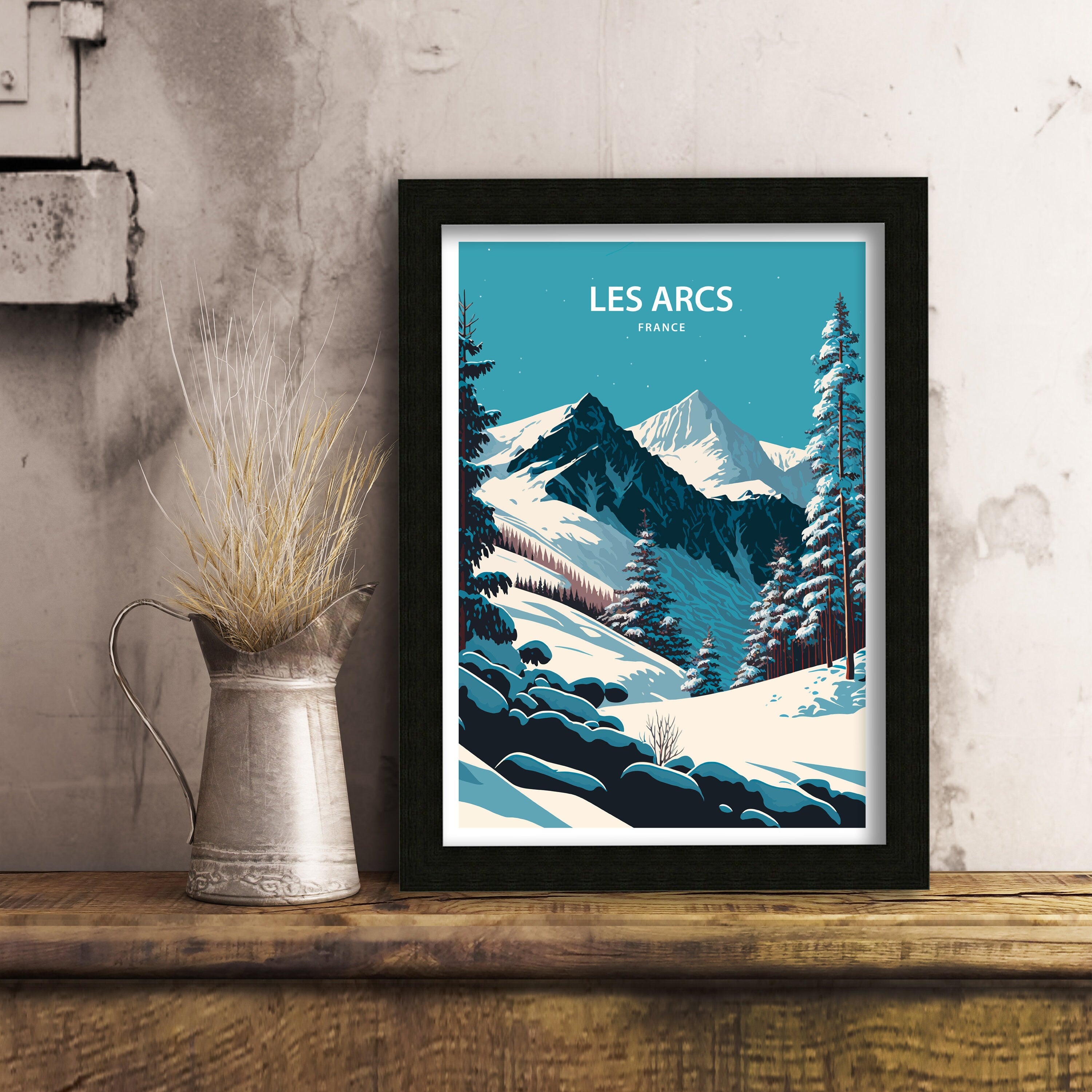 Les Arcs Ski Poster, France Alps Mountain Print