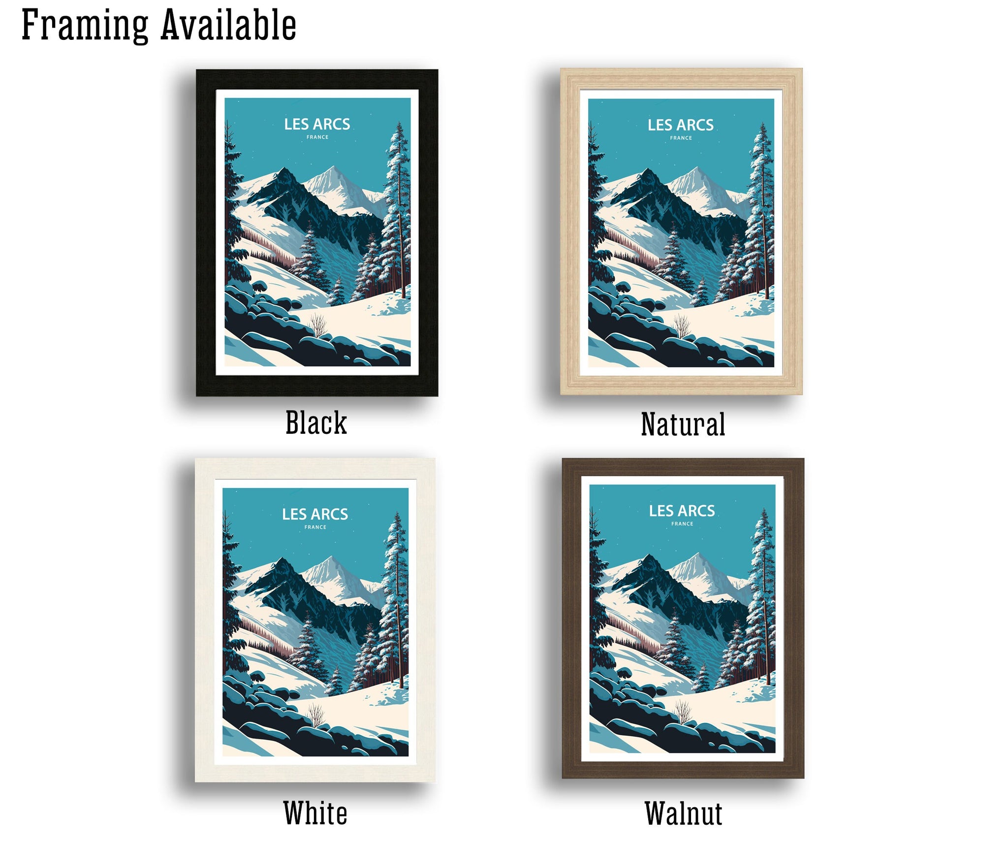 Les Arcs Ski Poster, France Alps Mountain Print