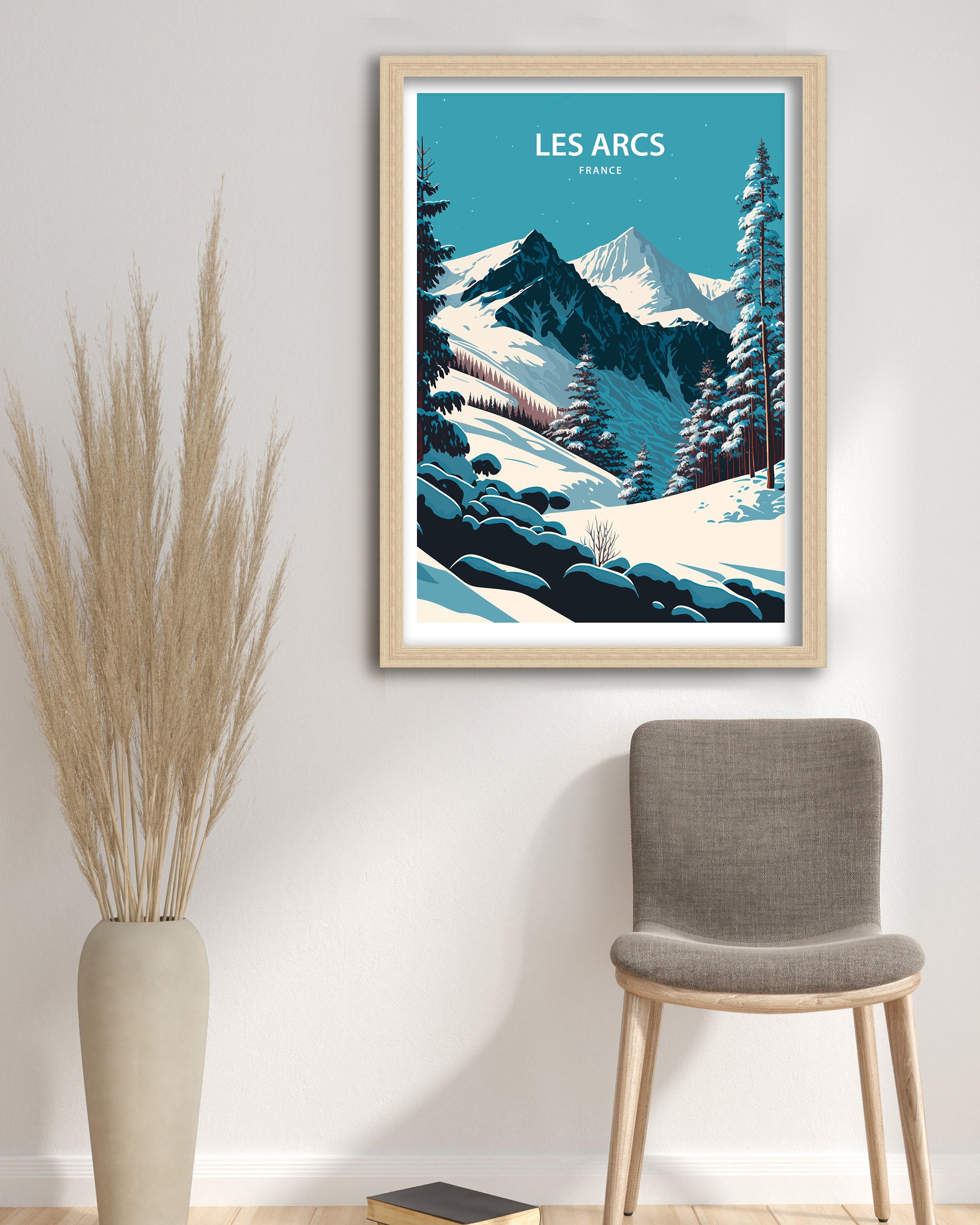 Les Arcs Ski Poster, France Alps Mountain Print