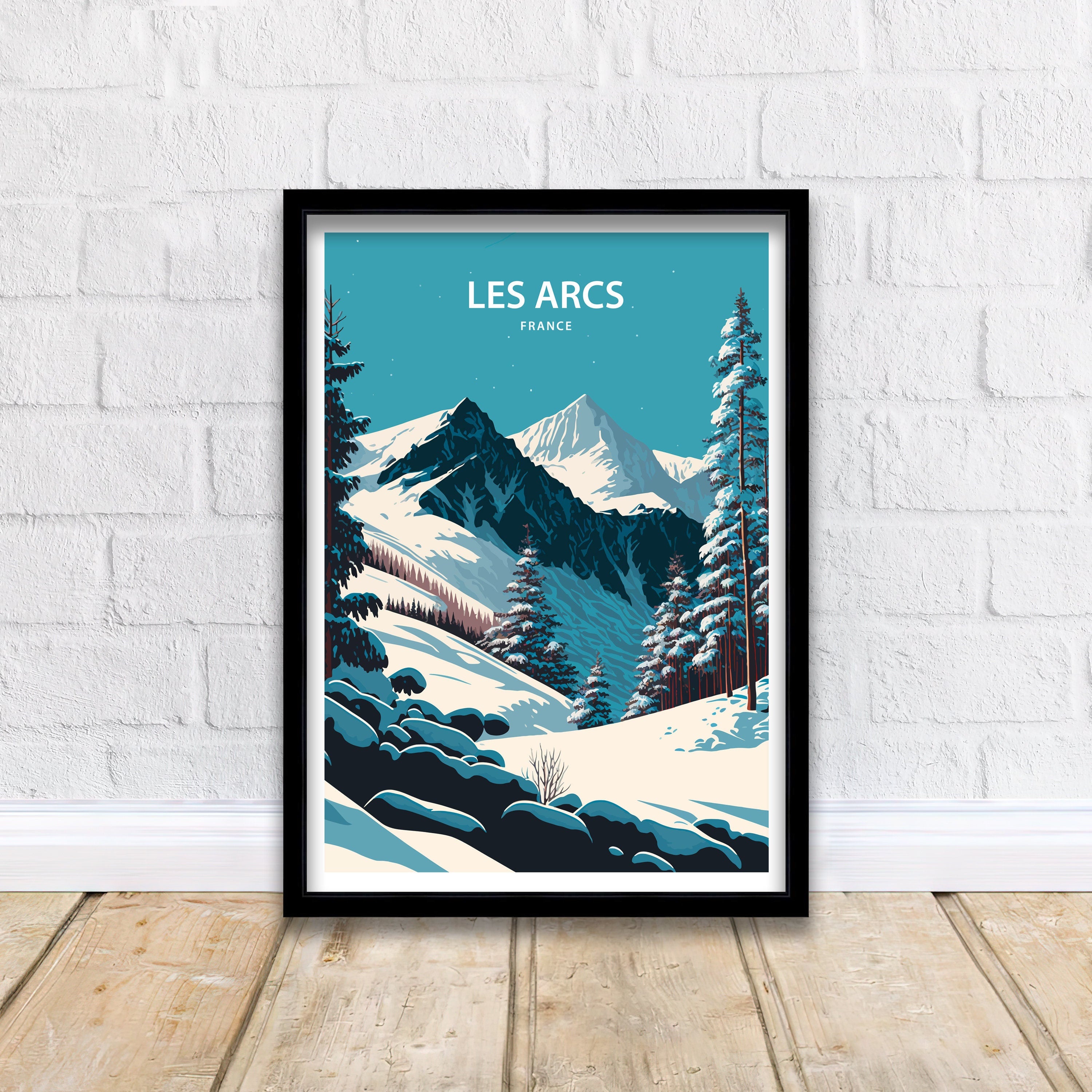 Les Arcs Ski Poster, France Alps Mountain Print