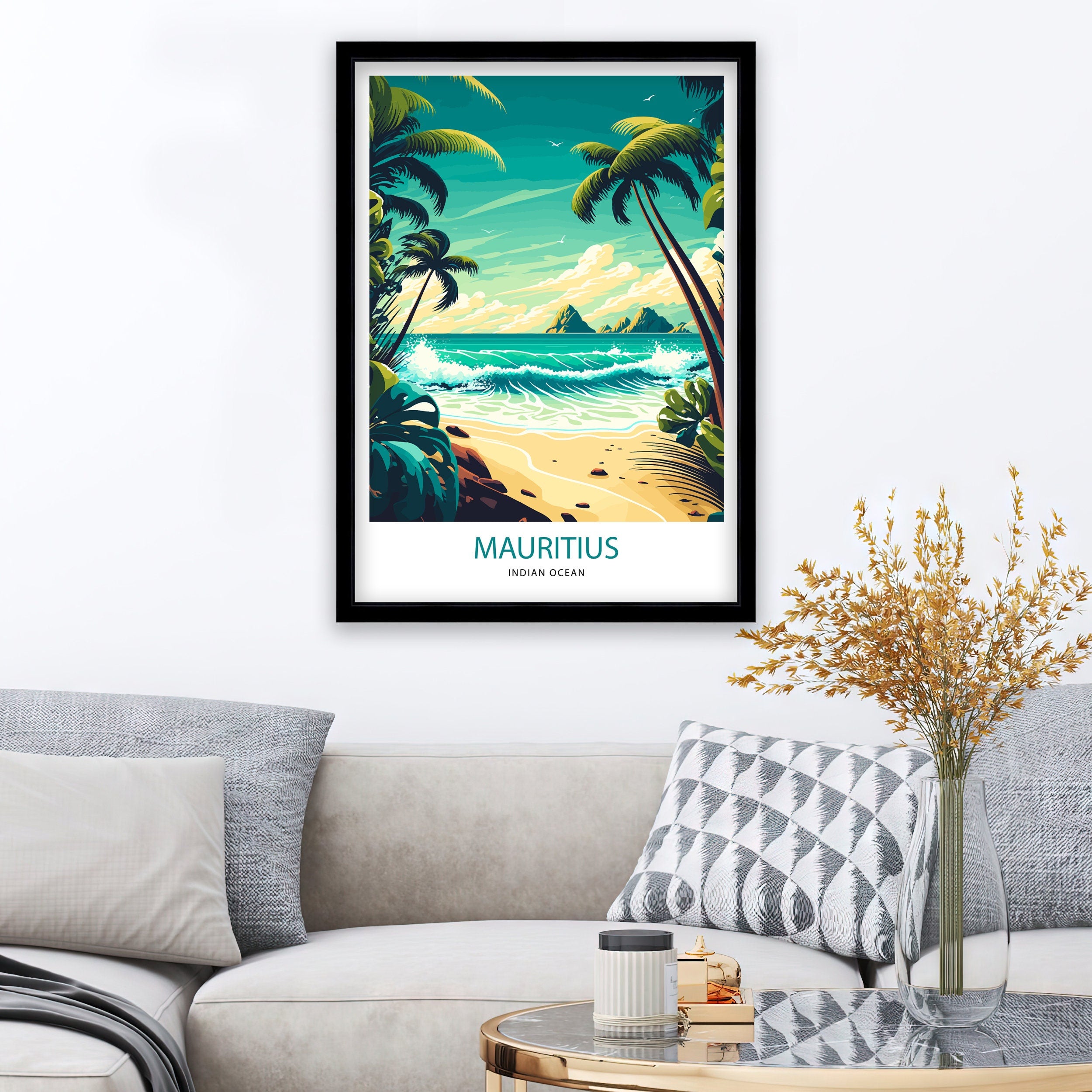 Mauritius Travel Poster | Tropical Island Art Print