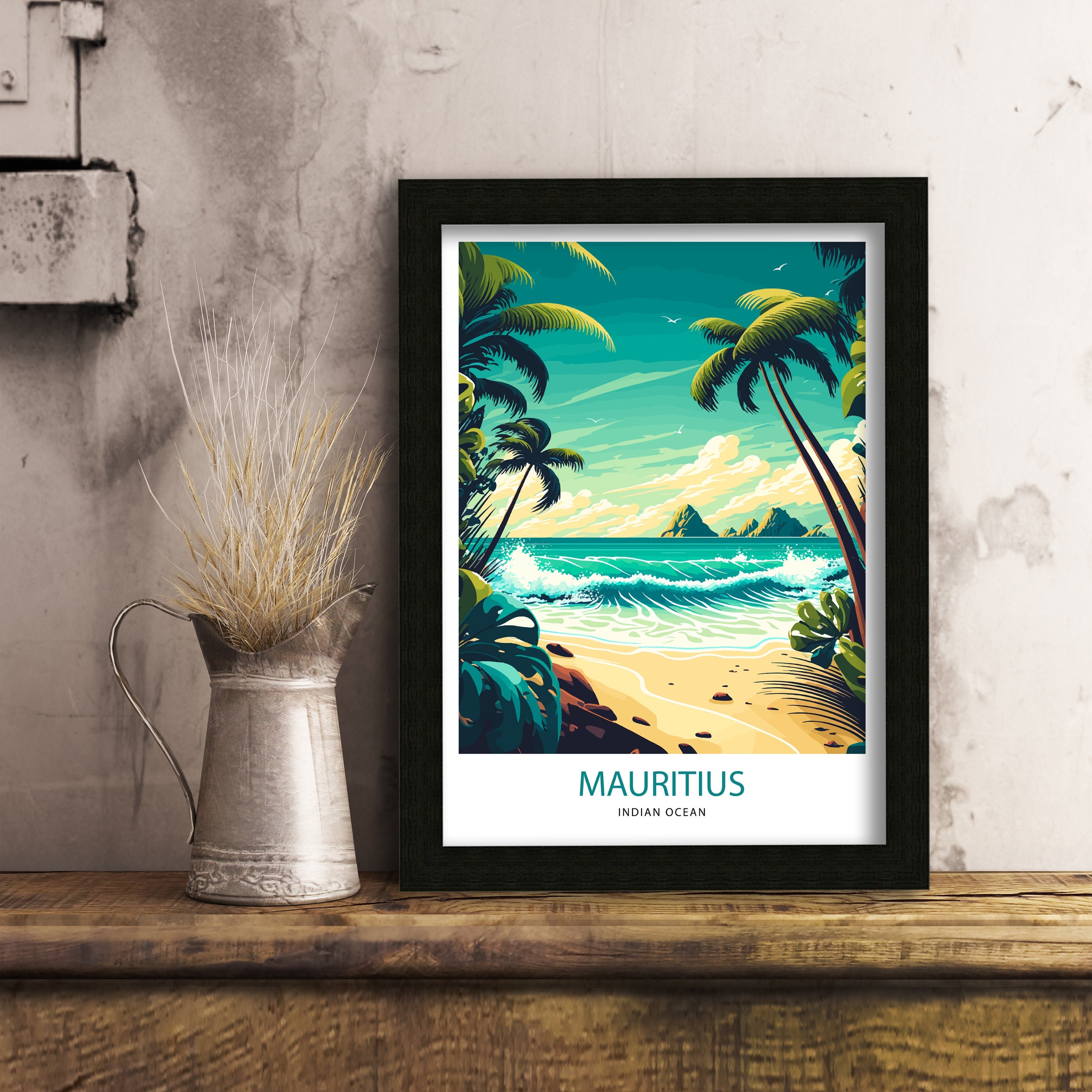 Mauritius Travel Poster | Tropical Island Art Print