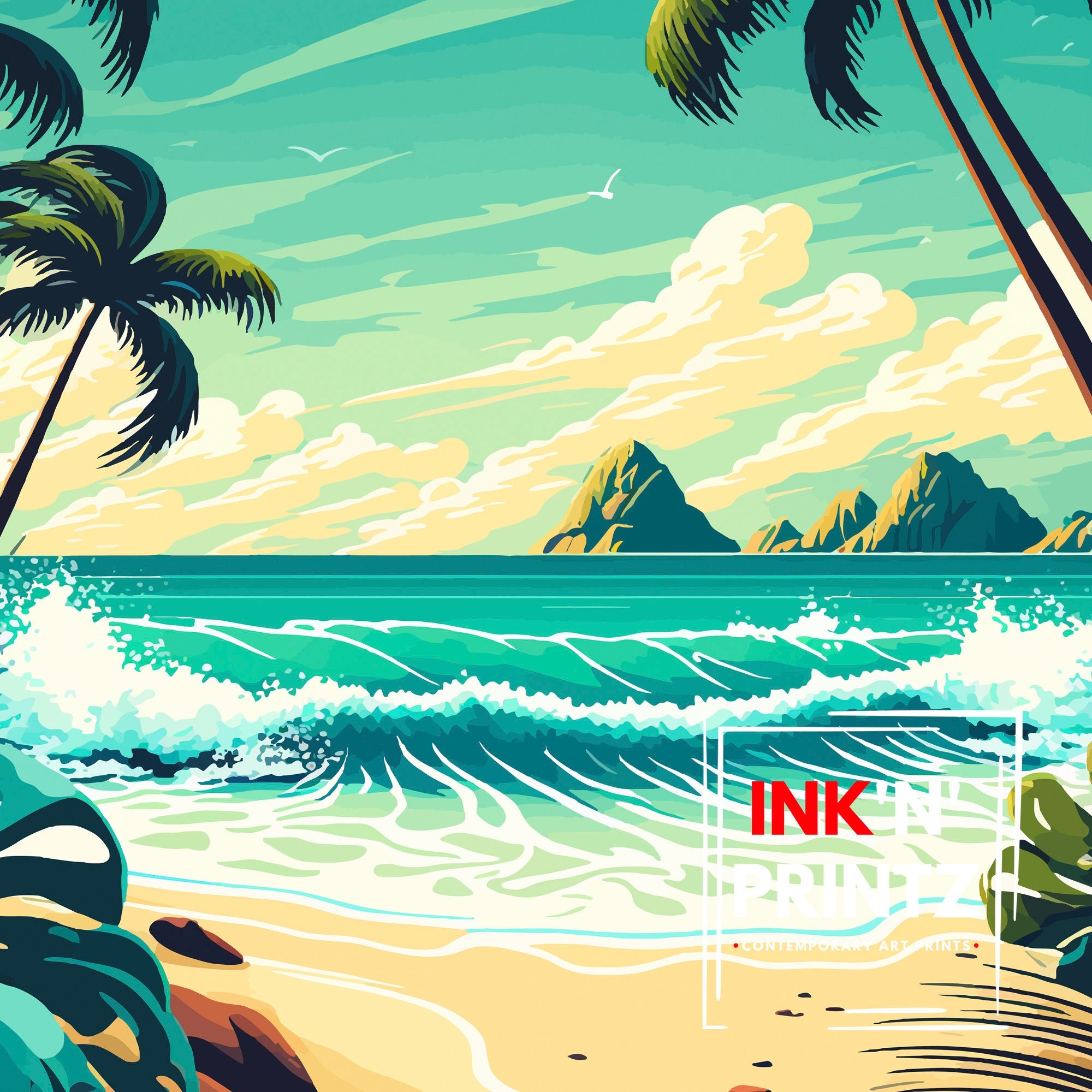 Mauritius Travel Poster | Tropical Island Art Print