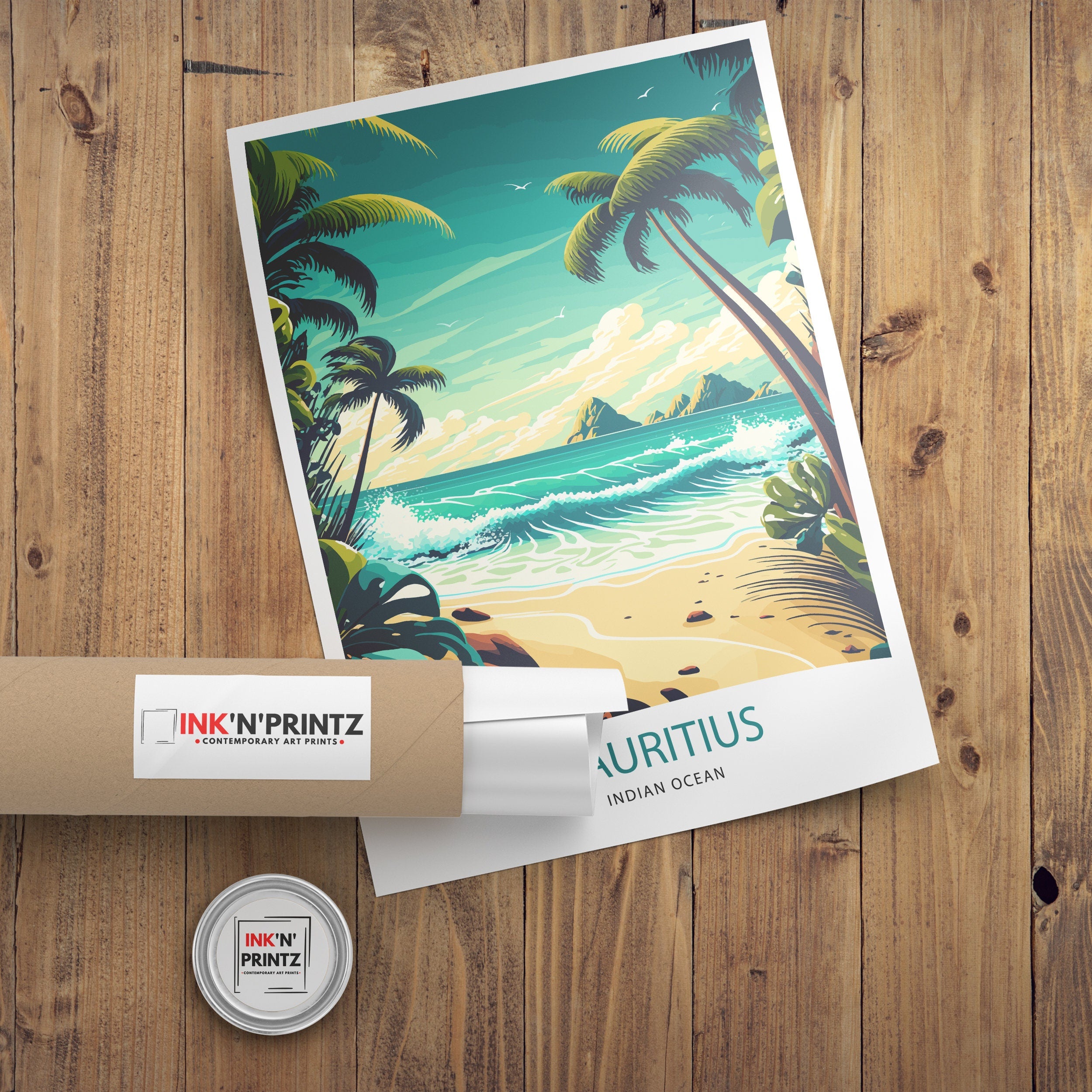 Mauritius Travel Poster | Tropical Island Art Print