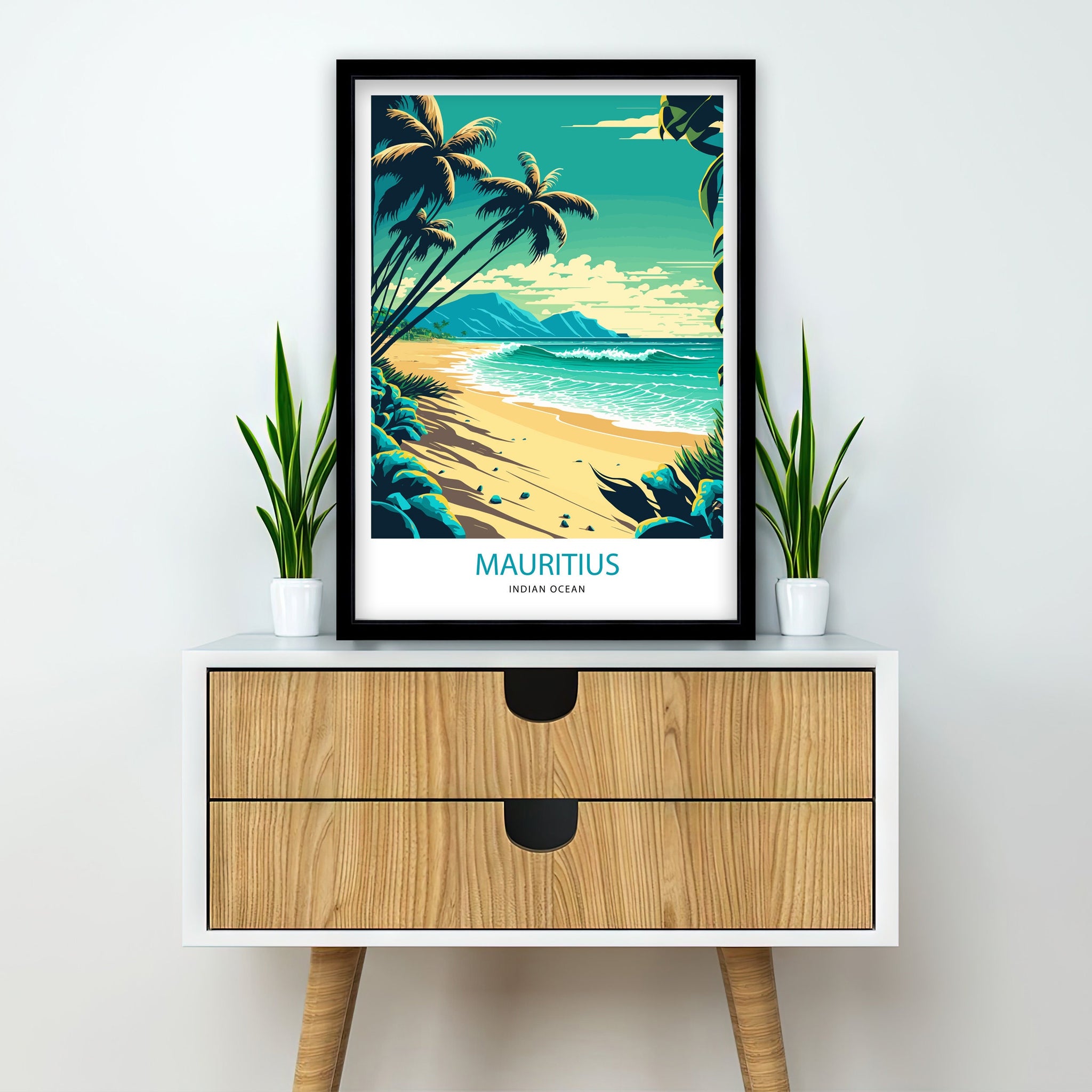 Mauritius Travel Poster | Tropical Island Art Print