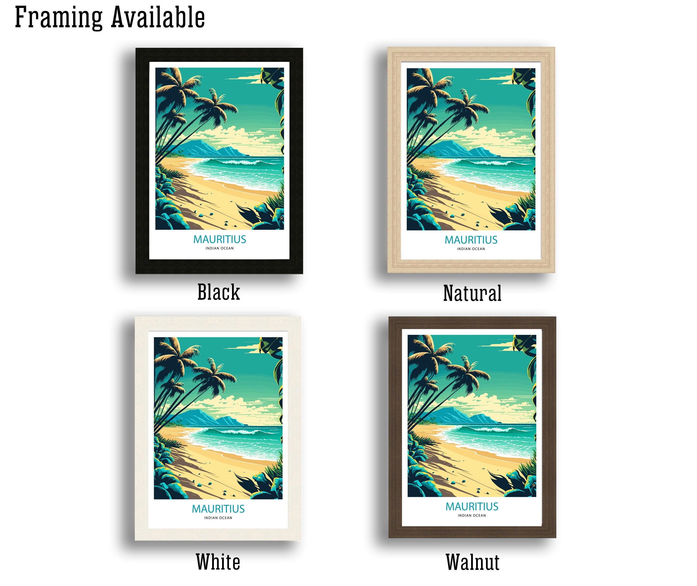 Mauritius Travel Poster | Tropical Island Art Print