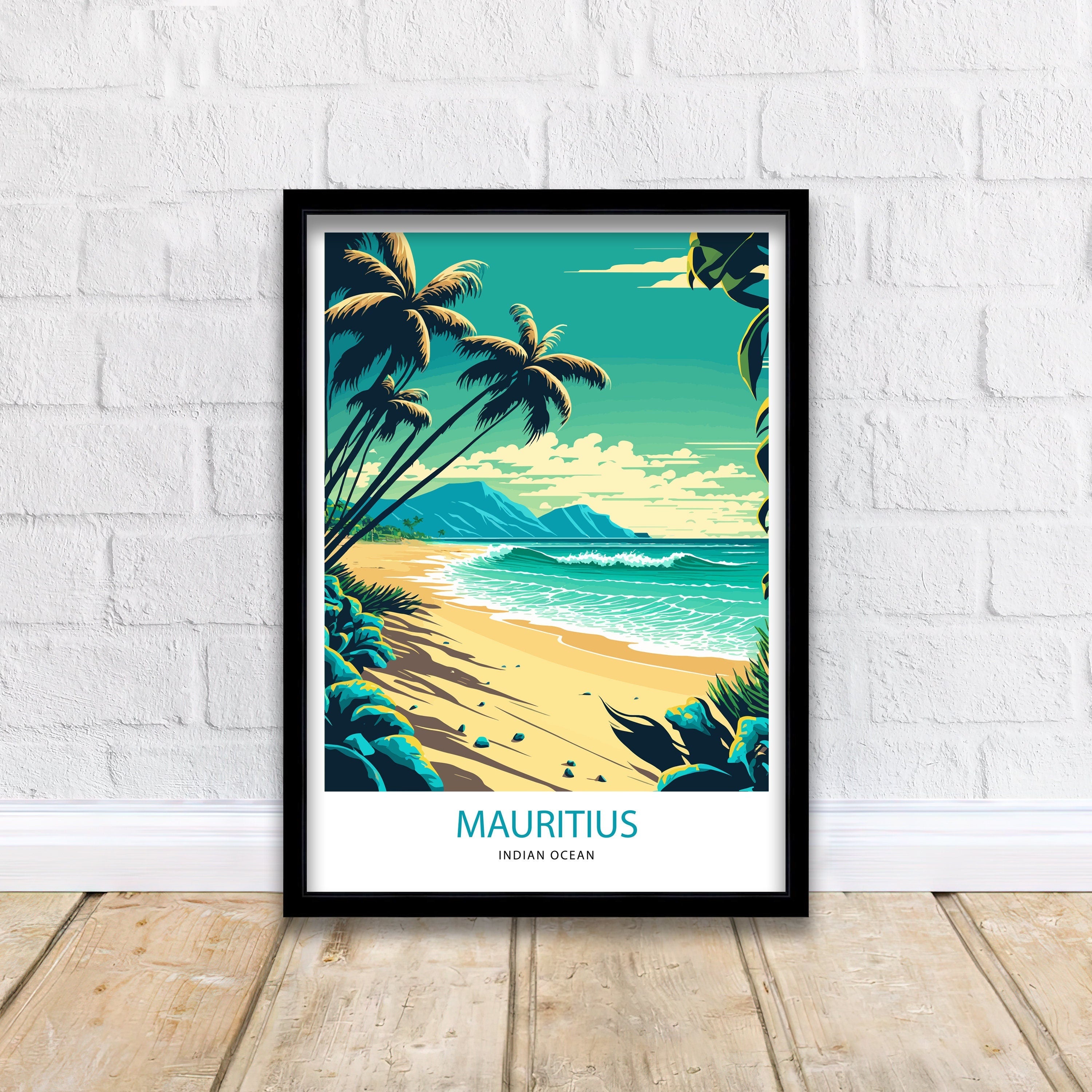 Mauritius Travel Poster | Tropical Island Art Print