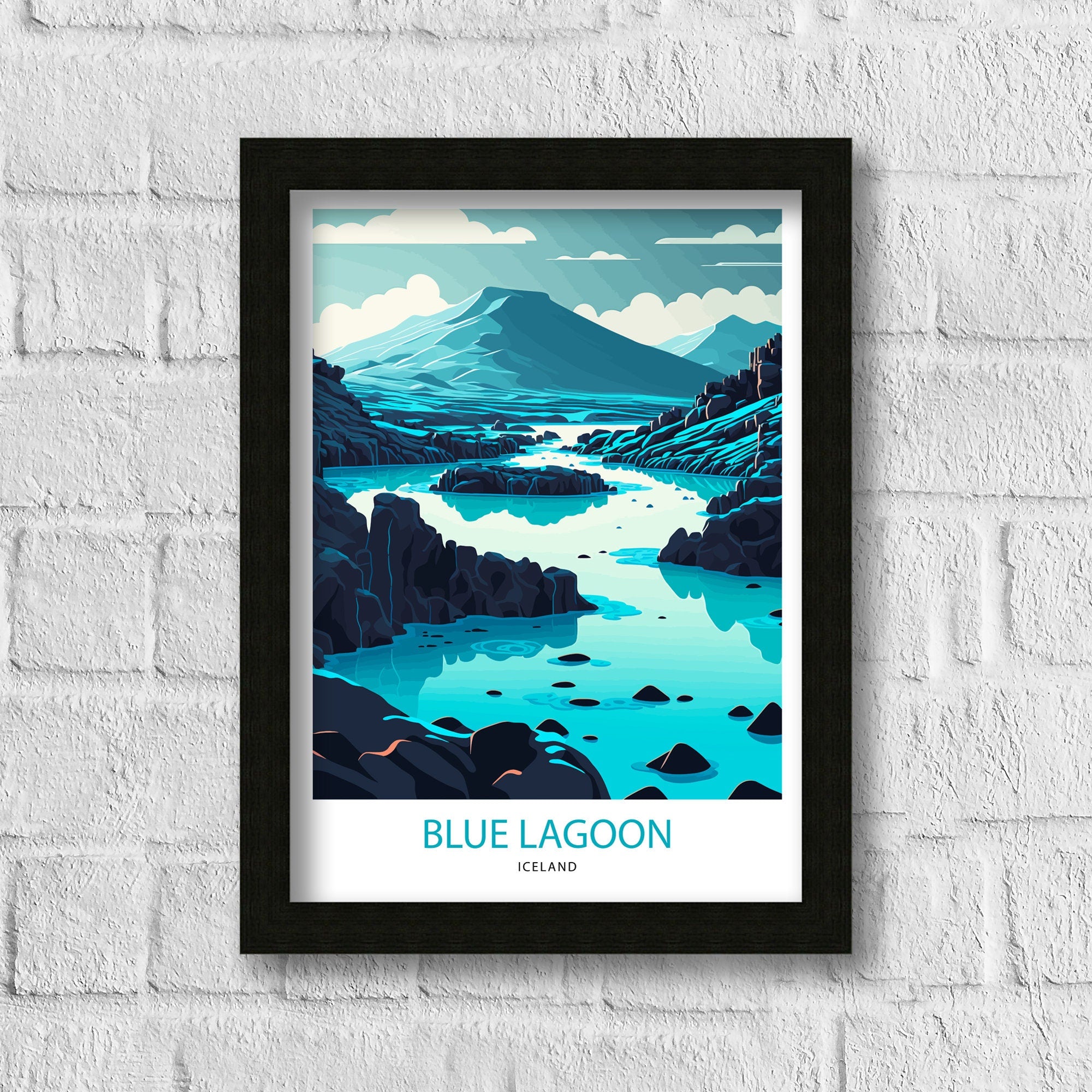 Blue Lagoon Iceland Travel Print | Minimalist Landscape Art