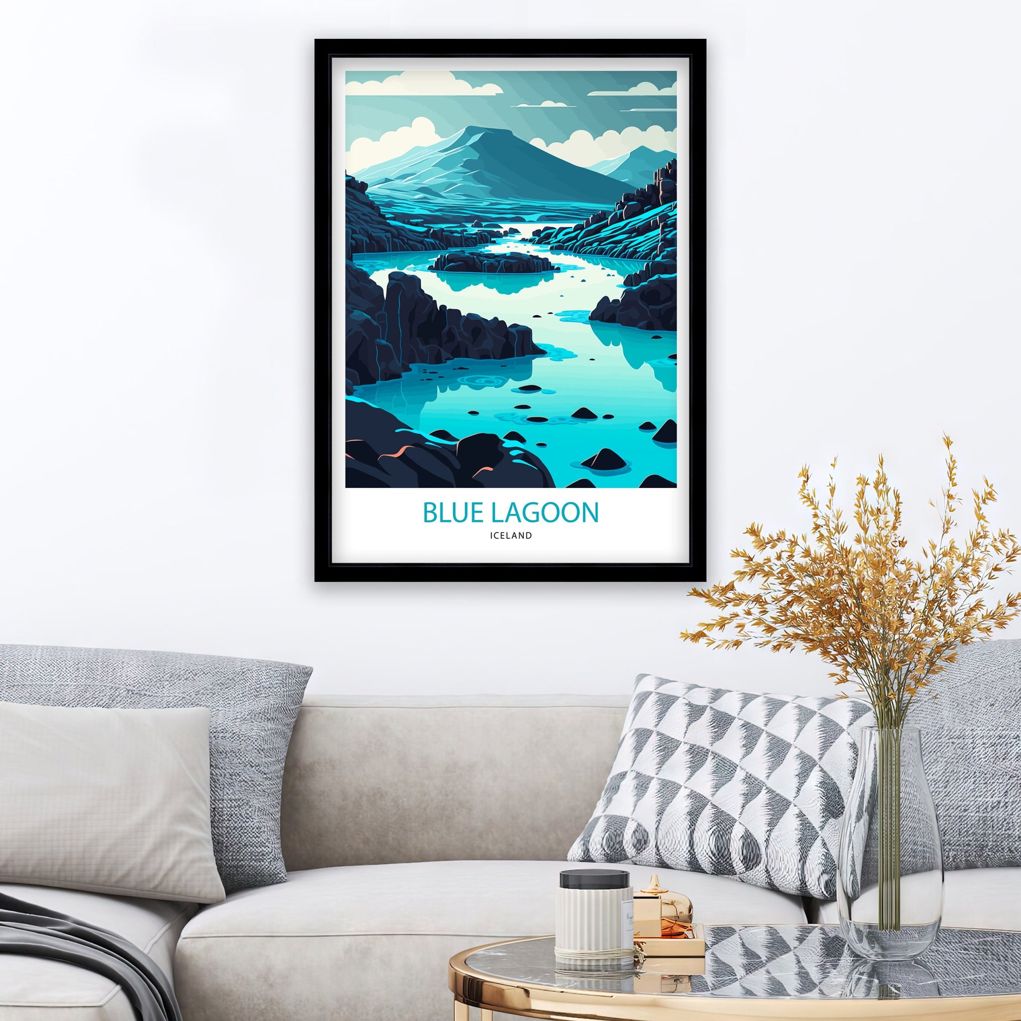 Blue Lagoon Iceland Travel Print | Minimalist Landscape Art