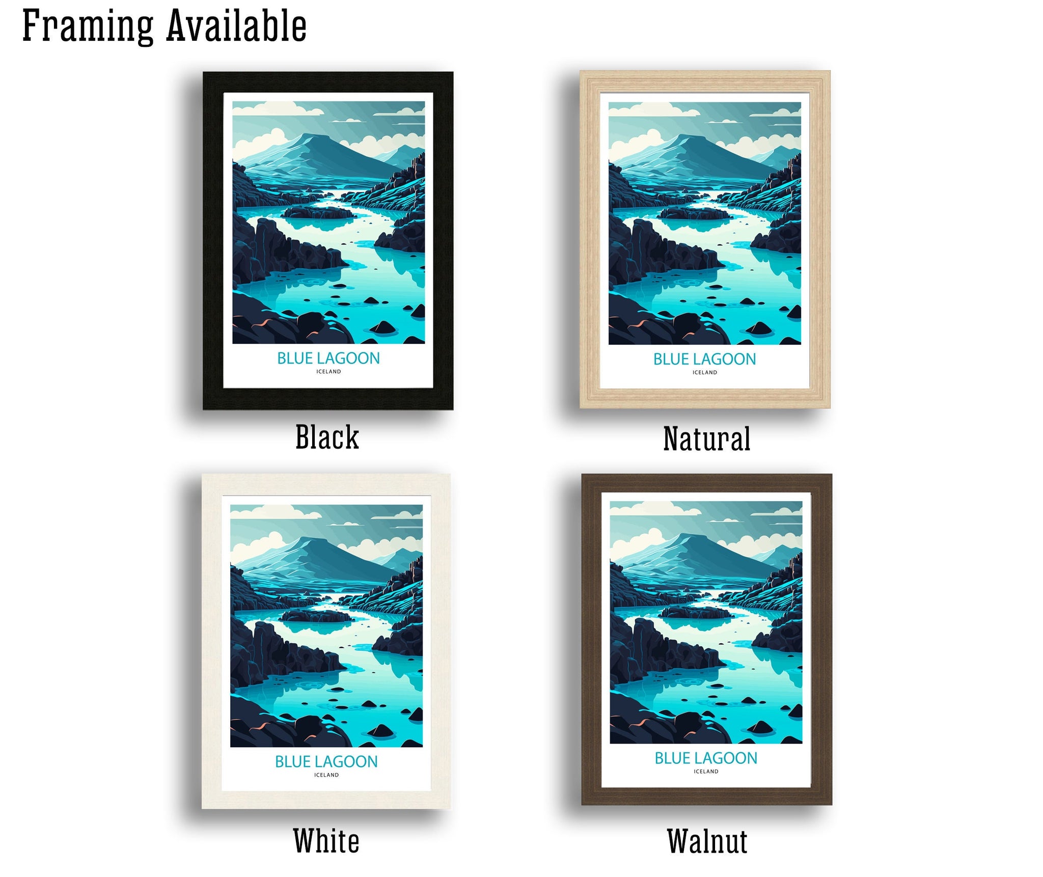 Blue Lagoon Iceland Travel Print | Minimalist Landscape Art