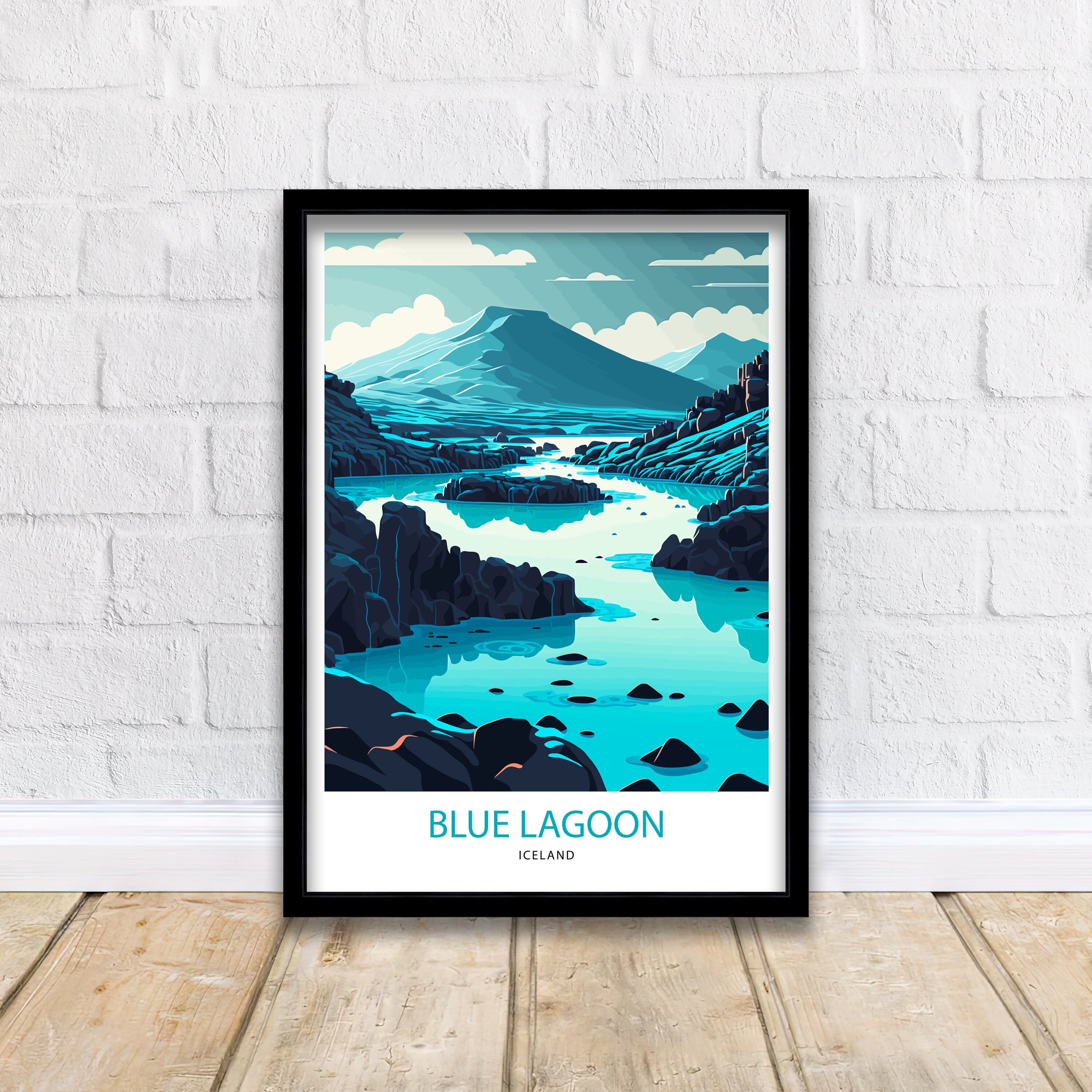 Blue Lagoon Iceland Travel Print | Minimalist Landscape Art