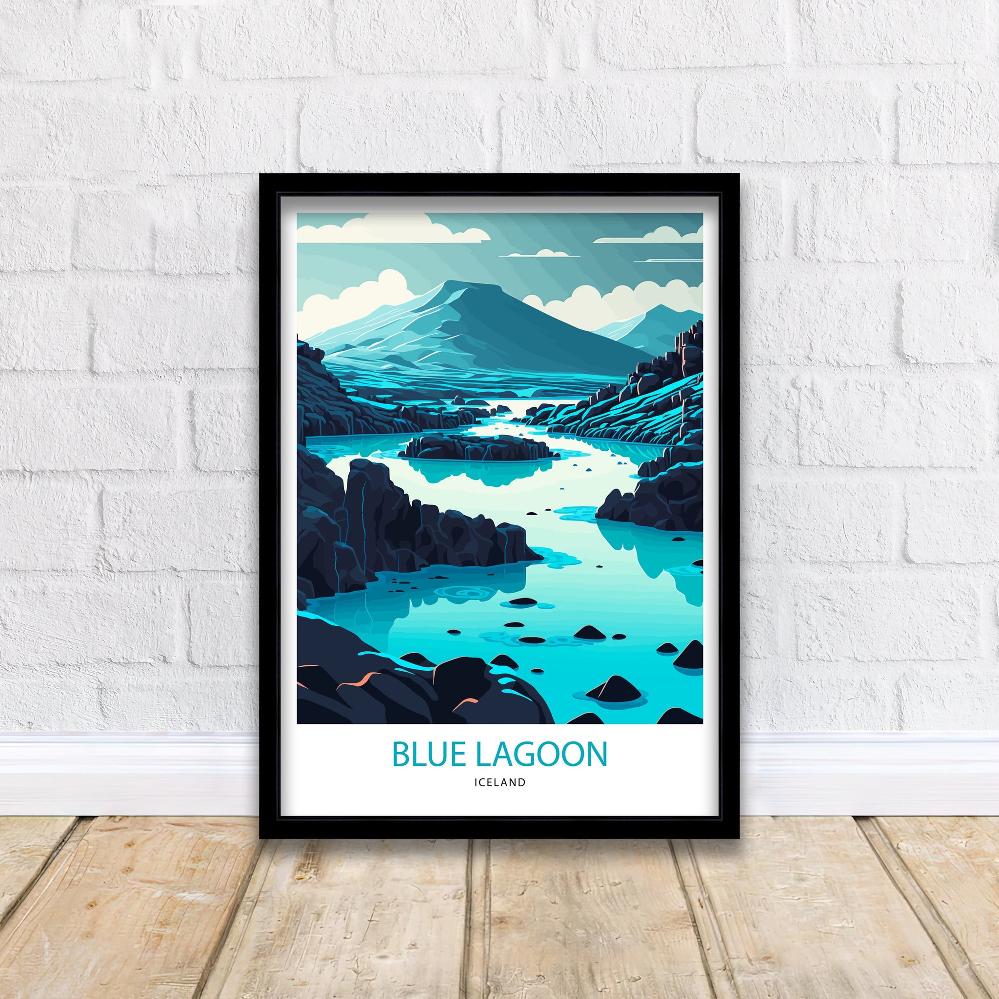 Blue Lagoon Iceland Travel Print | Minimalist Landscape Art