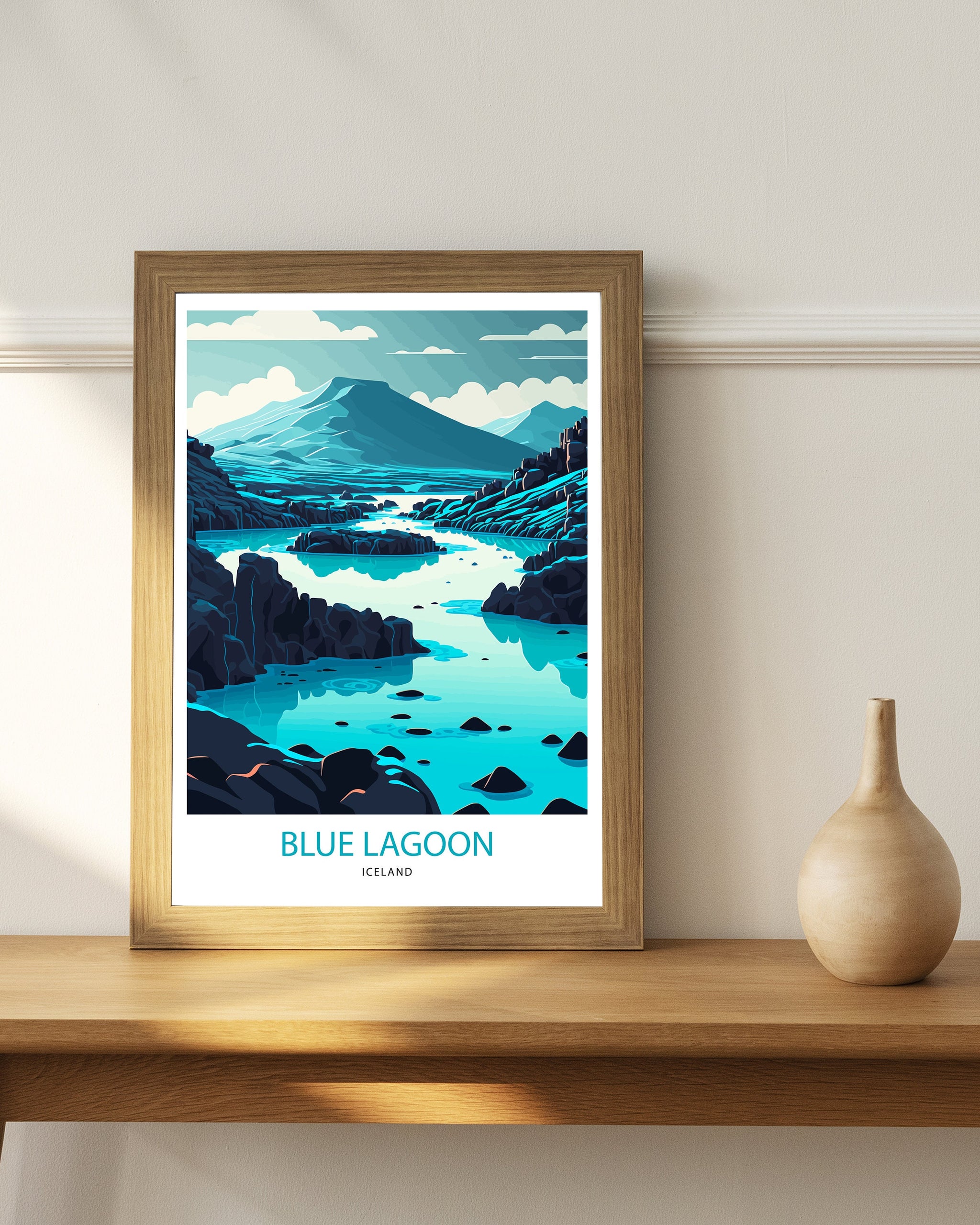 Blue Lagoon Iceland Travel Print | Minimalist Landscape Art