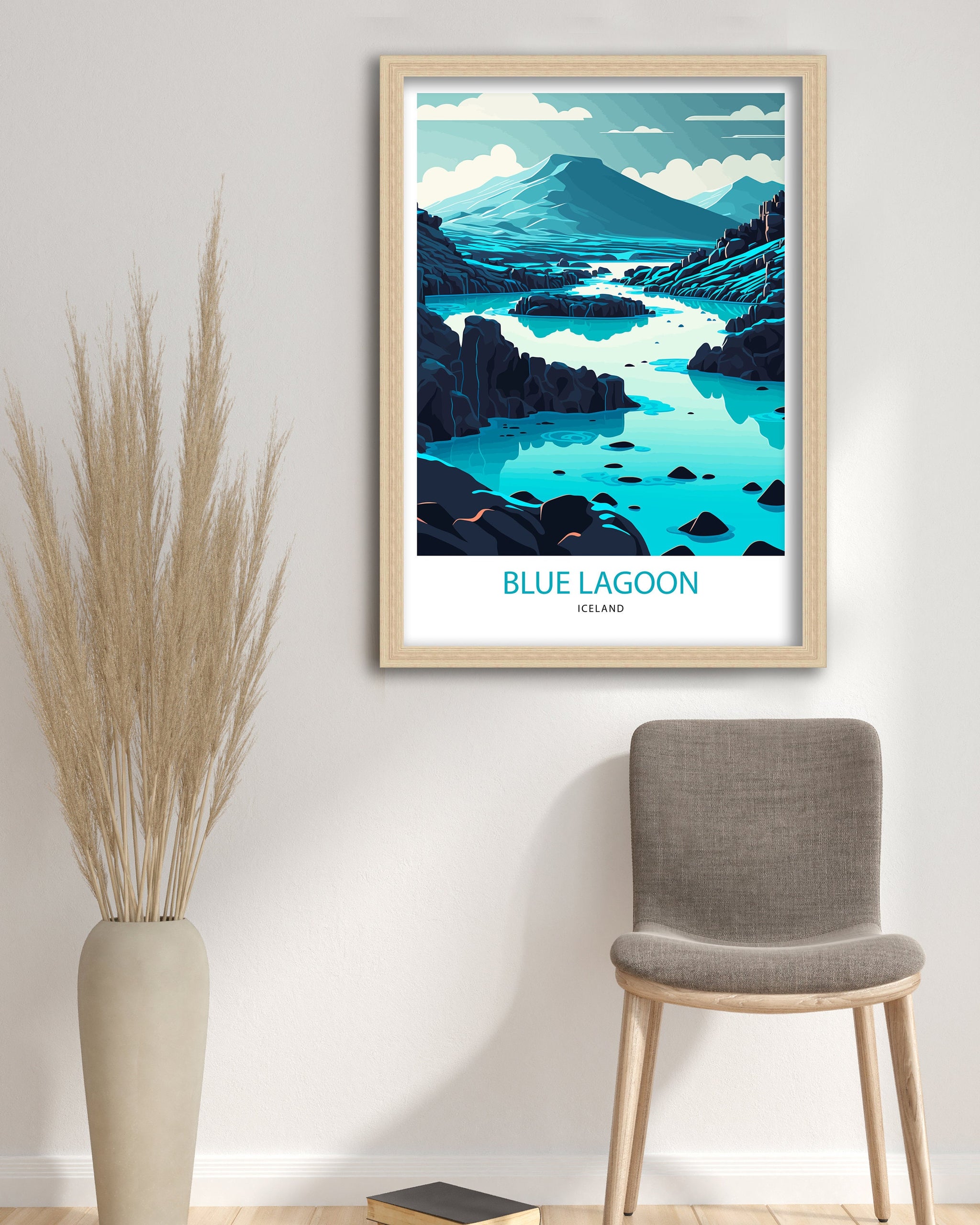Blue Lagoon Iceland Travel Print | Minimalist Landscape Art